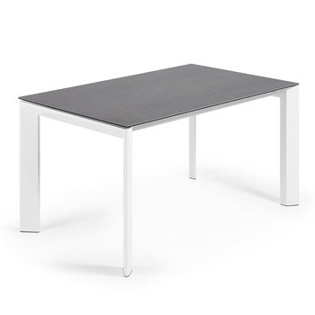 Kave Home Axis Spisebord     Butterflybordplade Grå Porcelæn Og Hvid Stål  140 200 X90