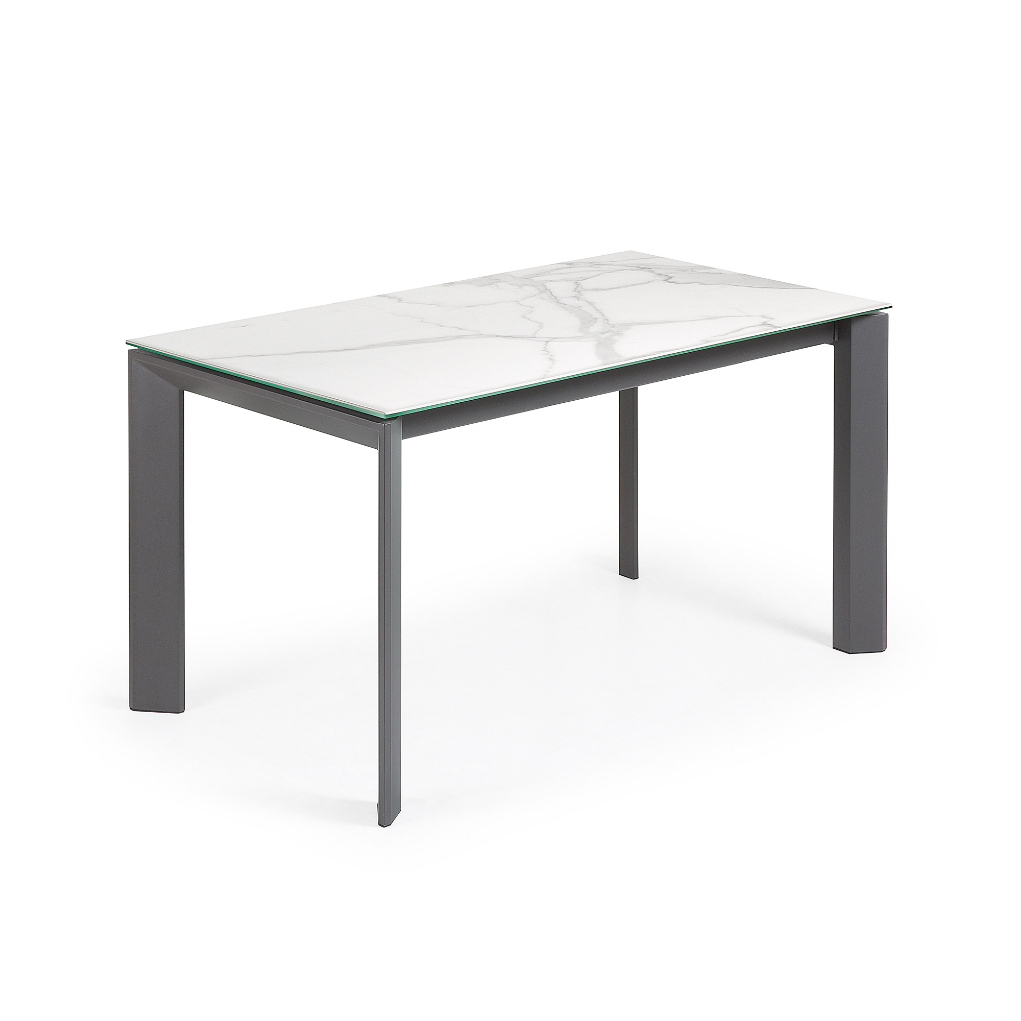 Kave Home Axis Spisebord     Butterflybordplade Kalos Blanco Porcelæn Mørkegrå Stål  140 200
