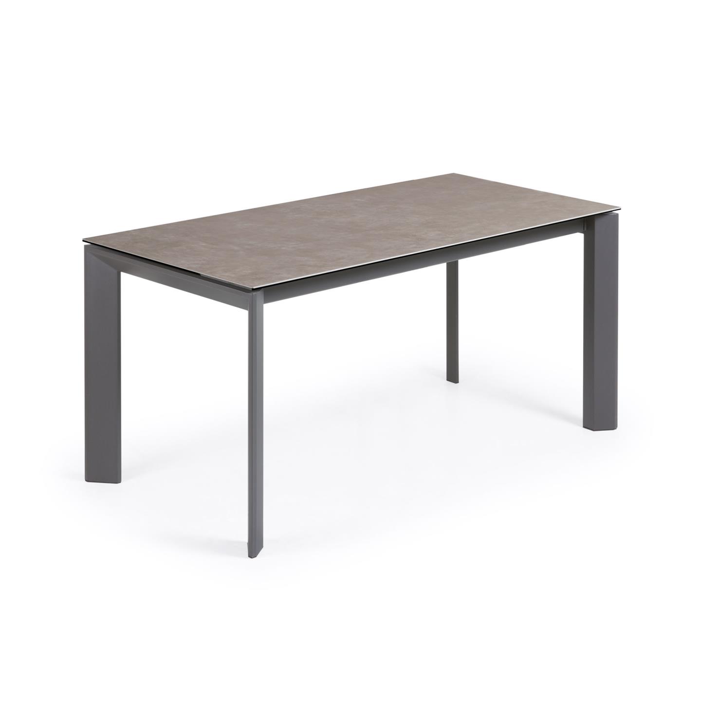 Kave Home Axis Spisebord     Butterflybordplade Vulcano Ceniza Porcelæn Antracitgrå Stål  160 220