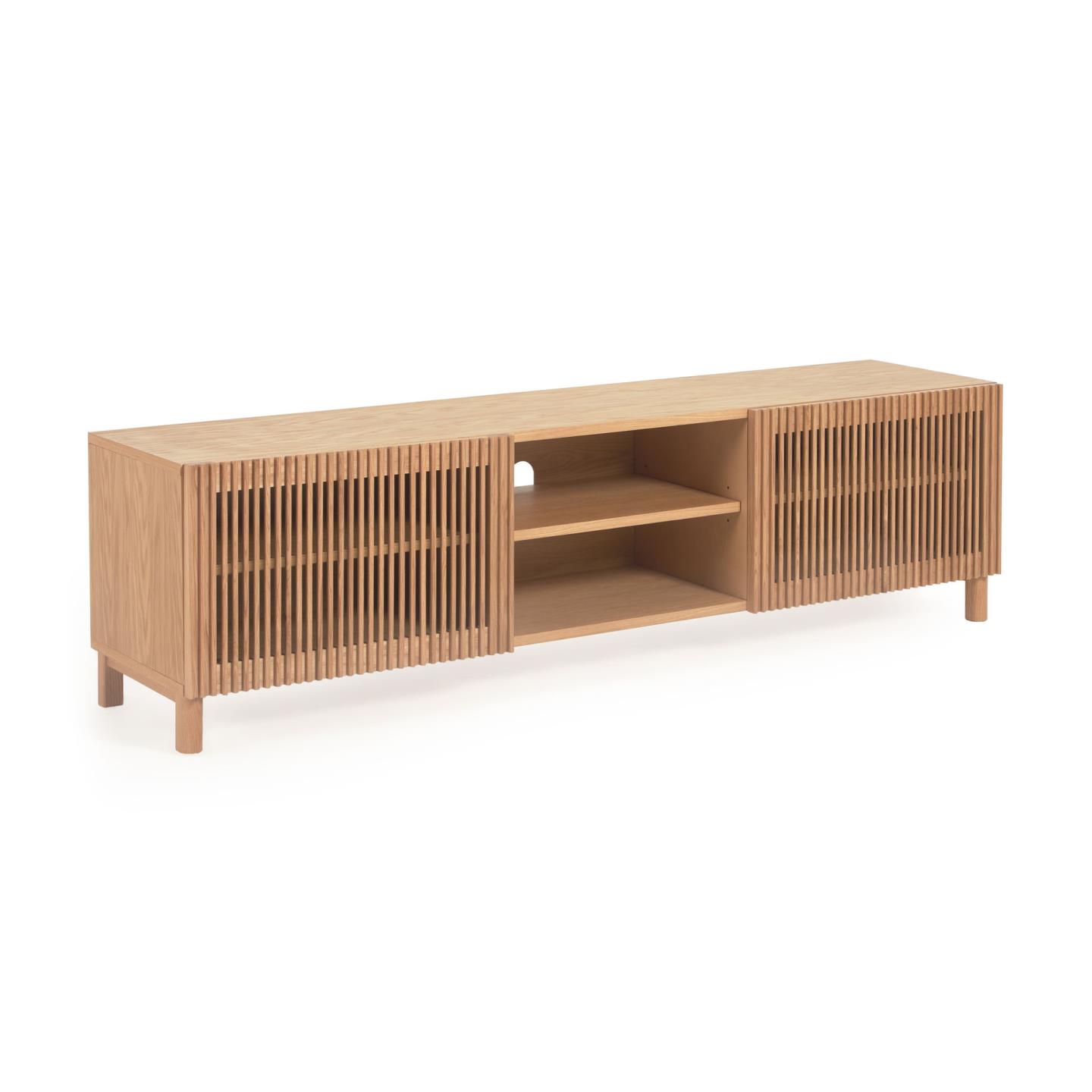 Kave Home Beyla Tv-bord       Låger Og   Hylder Natur Egefinér Og Egetræ  180x49