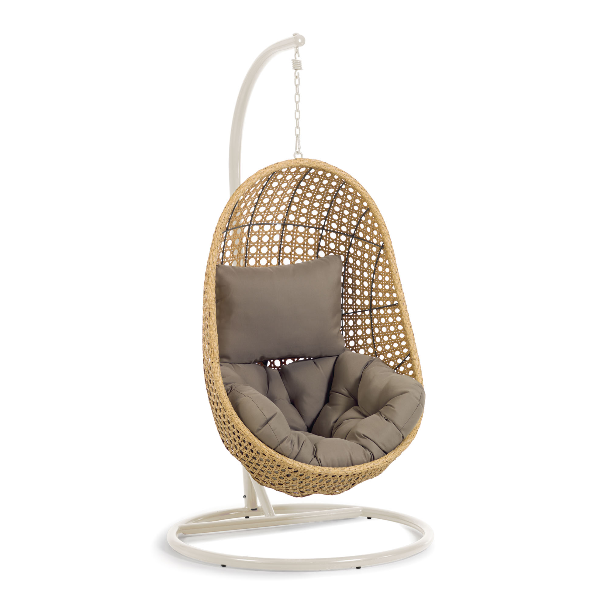 Kave Home Cira Hængestol     Hynder Og Lysegråt Stel Natur Polyrattan Rattan
