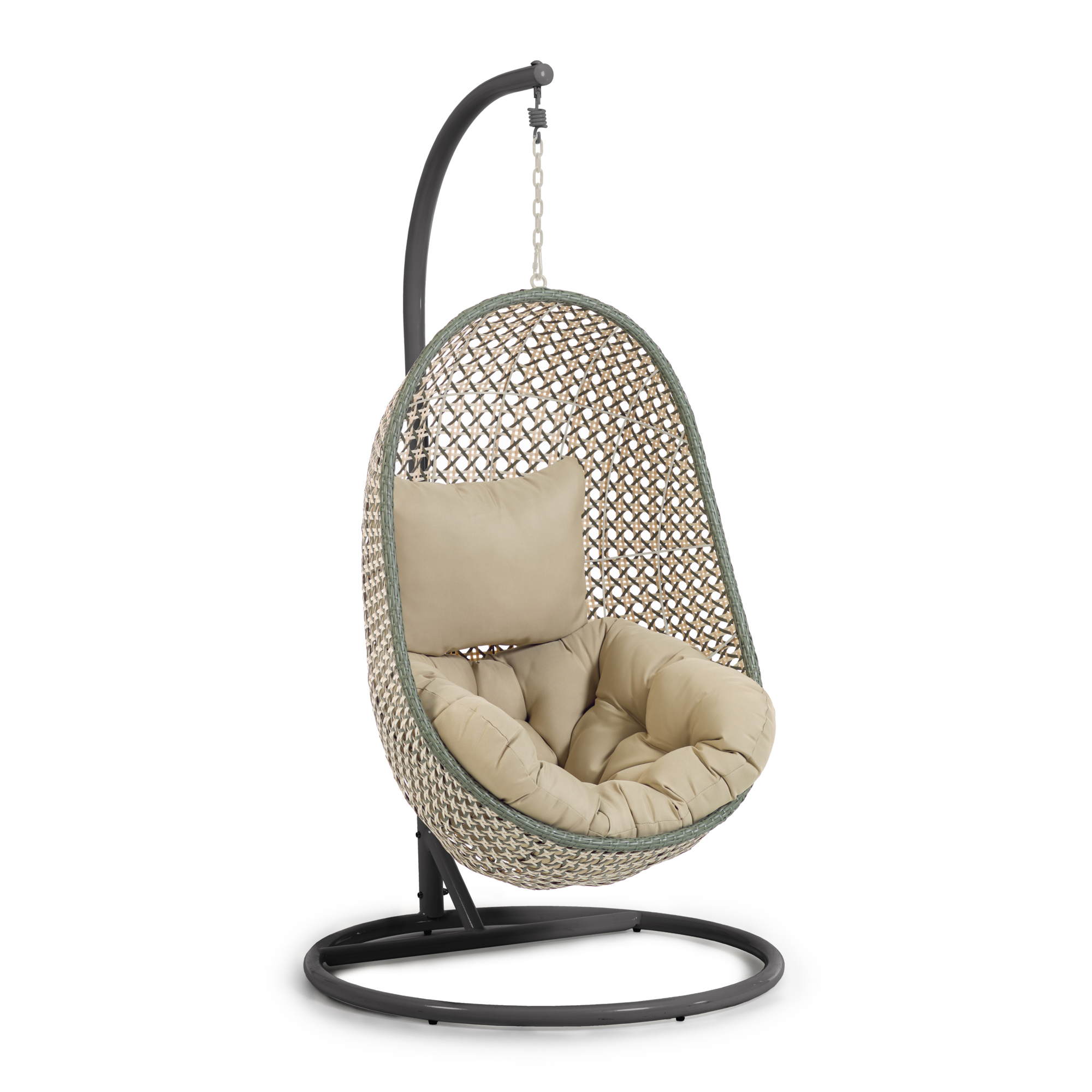 Kave Home Cira Hængestol     Hynder Og Mørkegråt Stel Multifarvet Polyrattan Rattan