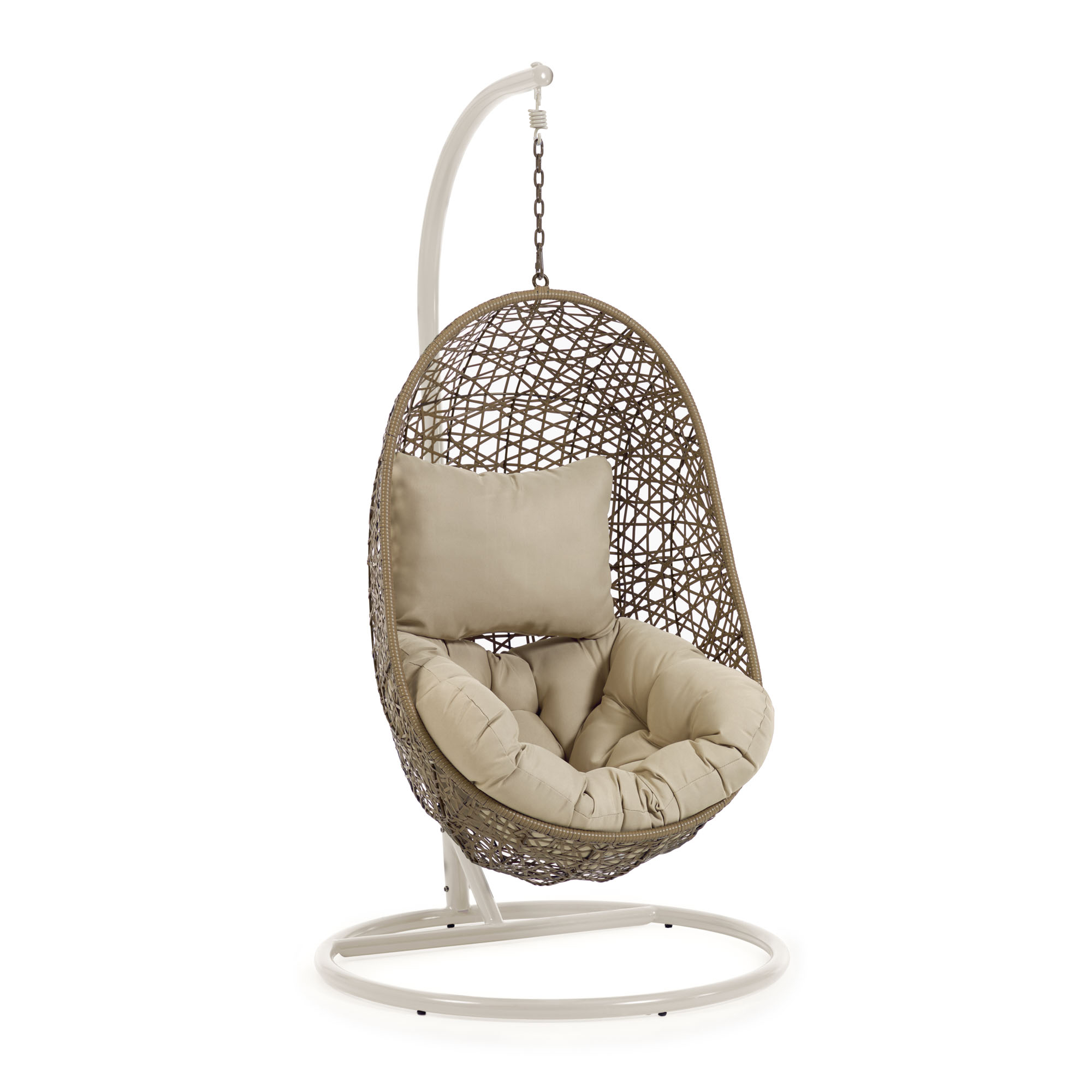 Kave Home Florina Hængestol     Hynder Og Lysegrå Fod Natur Polyrattan Rattan