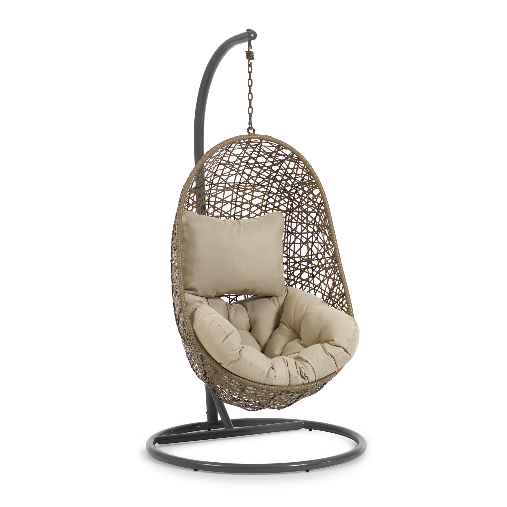 Kave Home Florina Hængestol     Hynder Og Mørkegrå Fod Natur Polyrattan Rattan