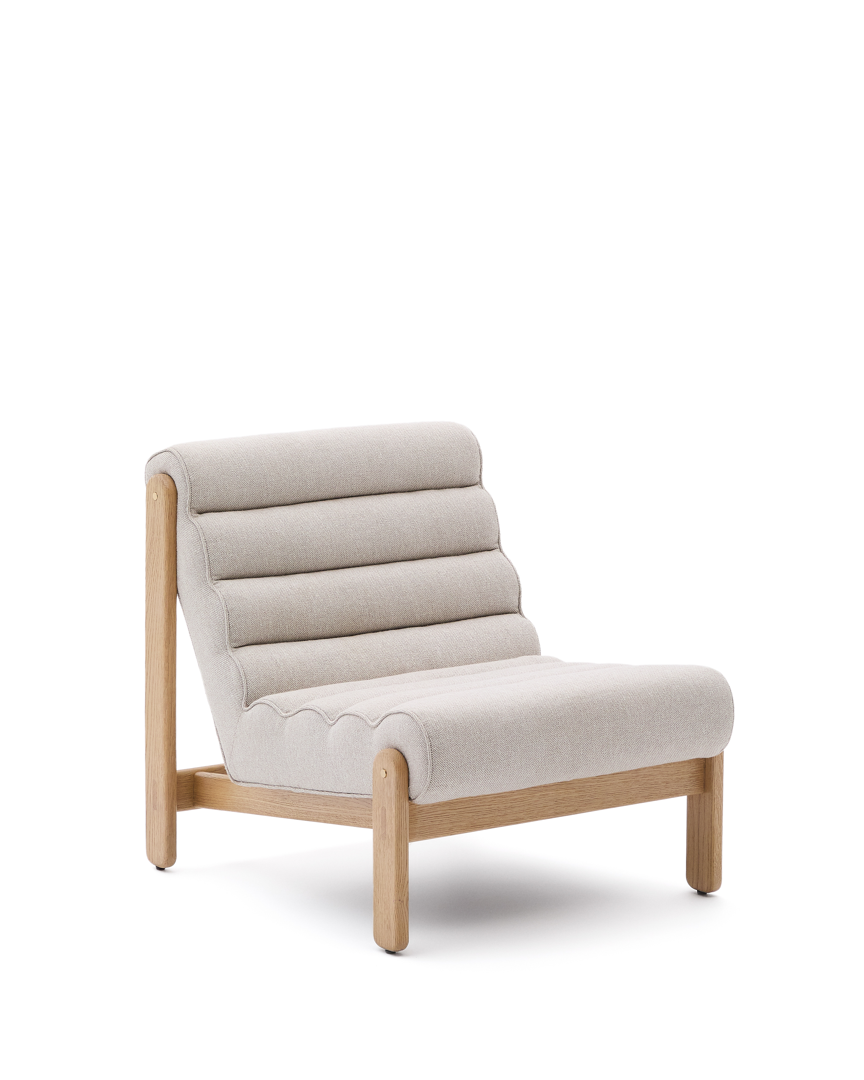 Kave Home Magira Lænestol Beige Stof Og Natur Egetræ