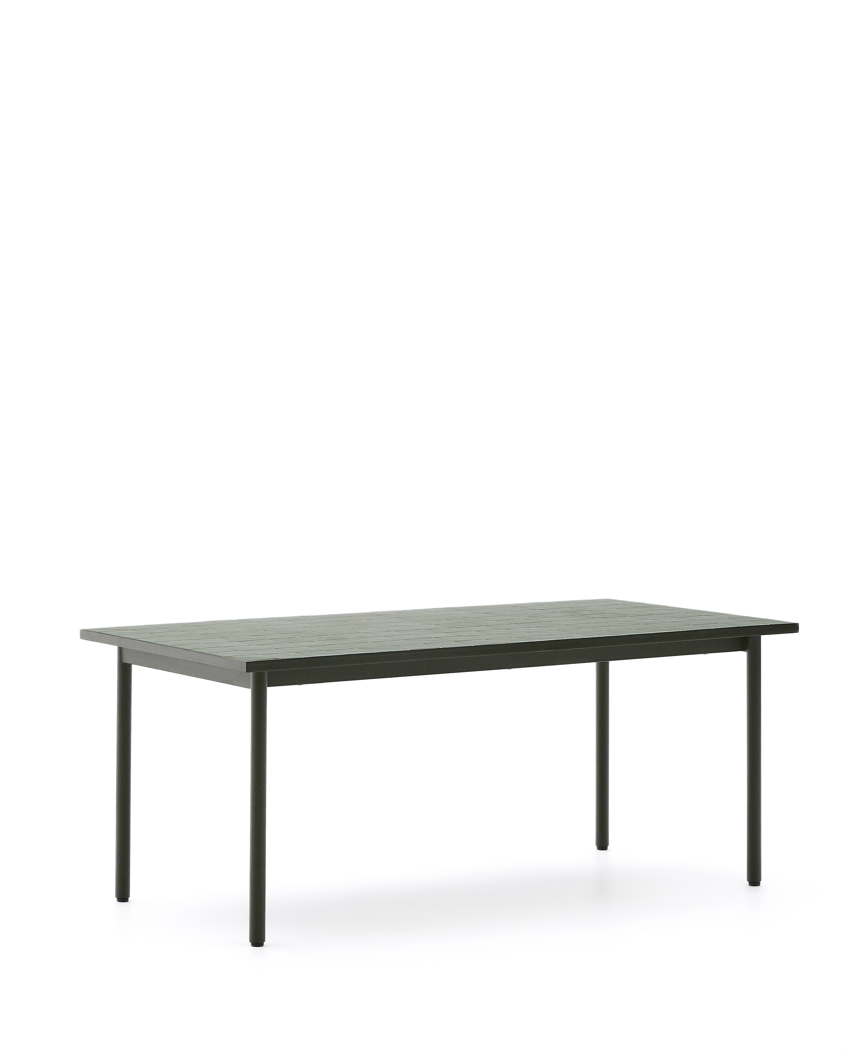 Kave Home Maurina Havebord  Rektangulær Grønne Fliser Og Grøn Stål  223x101