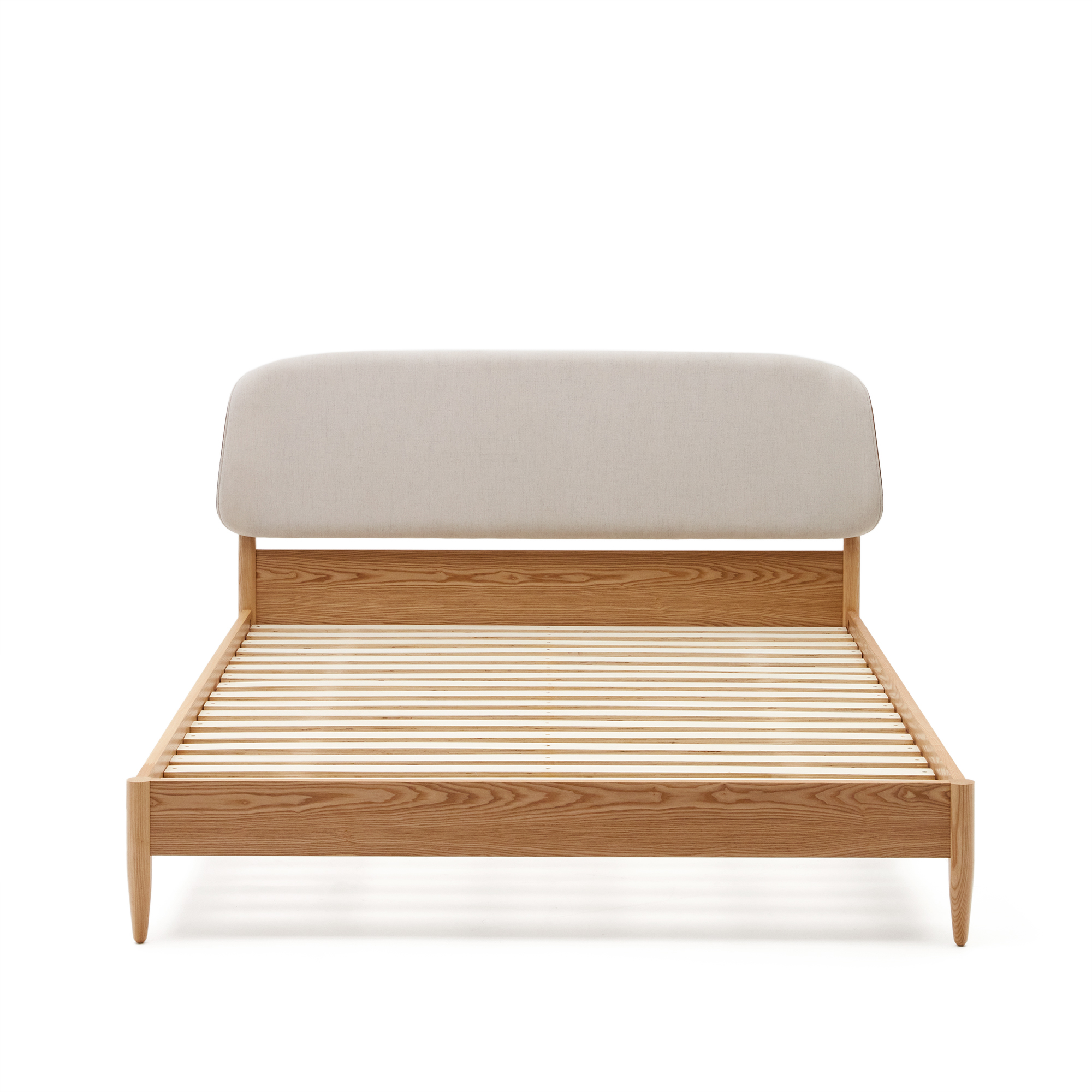 Kave Home Octavia Sengeramme     Hvid Polstret Hovedgærde Askekrydsfiner  160x200