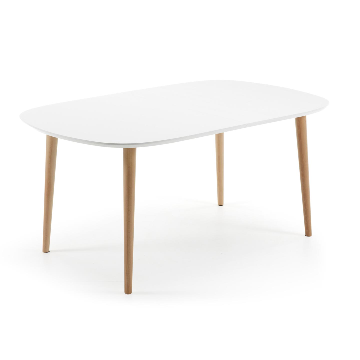 Kave Home Oqui Spisebord    Tillægsplader  Ovalt  Hvid Mdf 160  260    100 Cm
