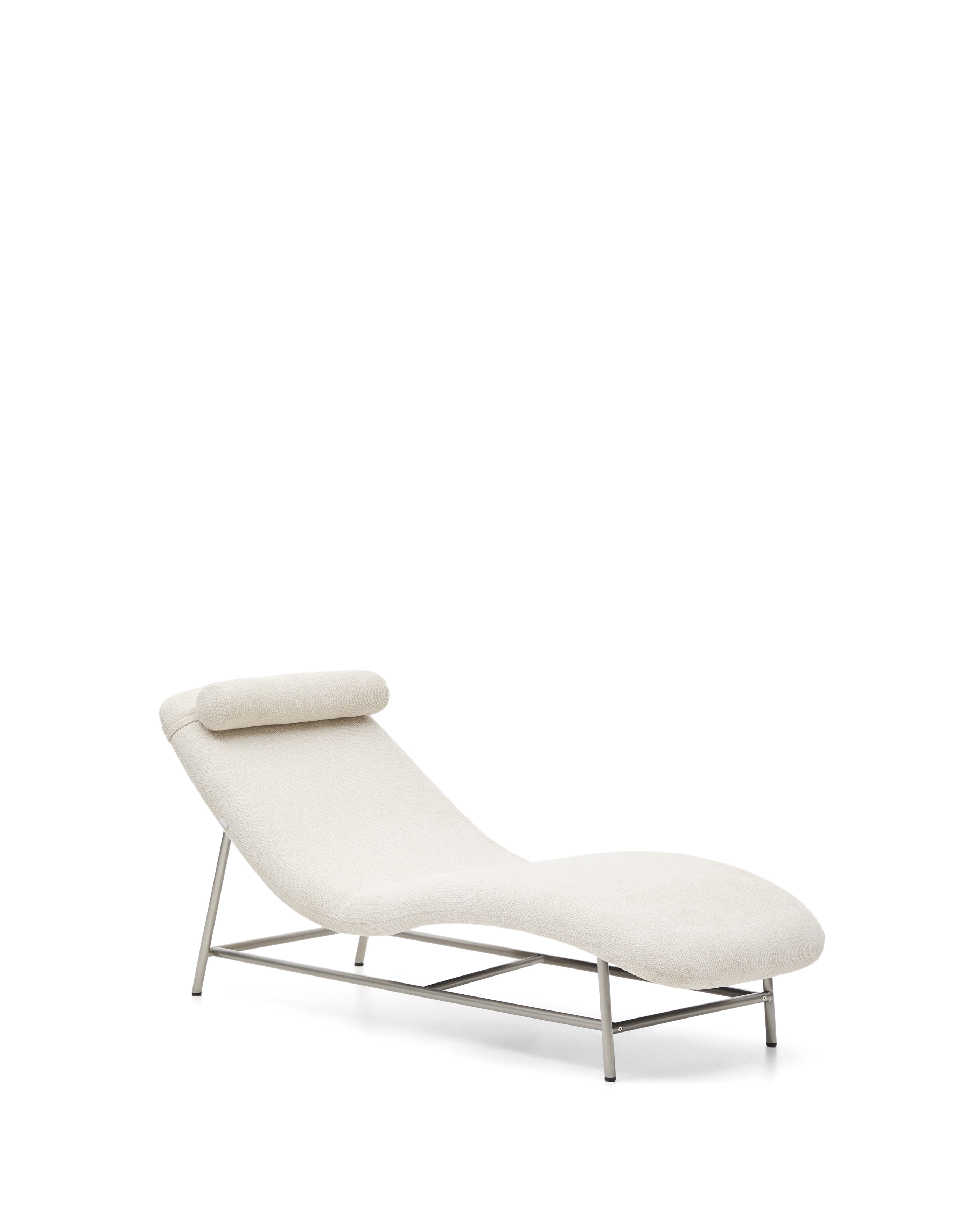 Kave Home Osla Chaiselong Beige Chenille Og Børstet Rustfrit Stål  175x71