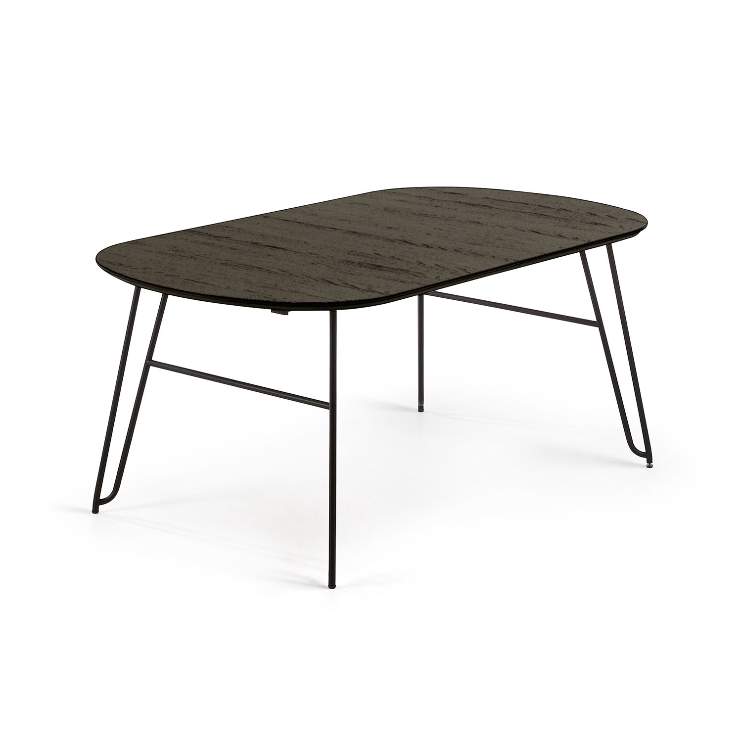 Kave Home Rektangulært Norfort Spisebord    Udtræk Sort Træ Og Metal  170 320 X100