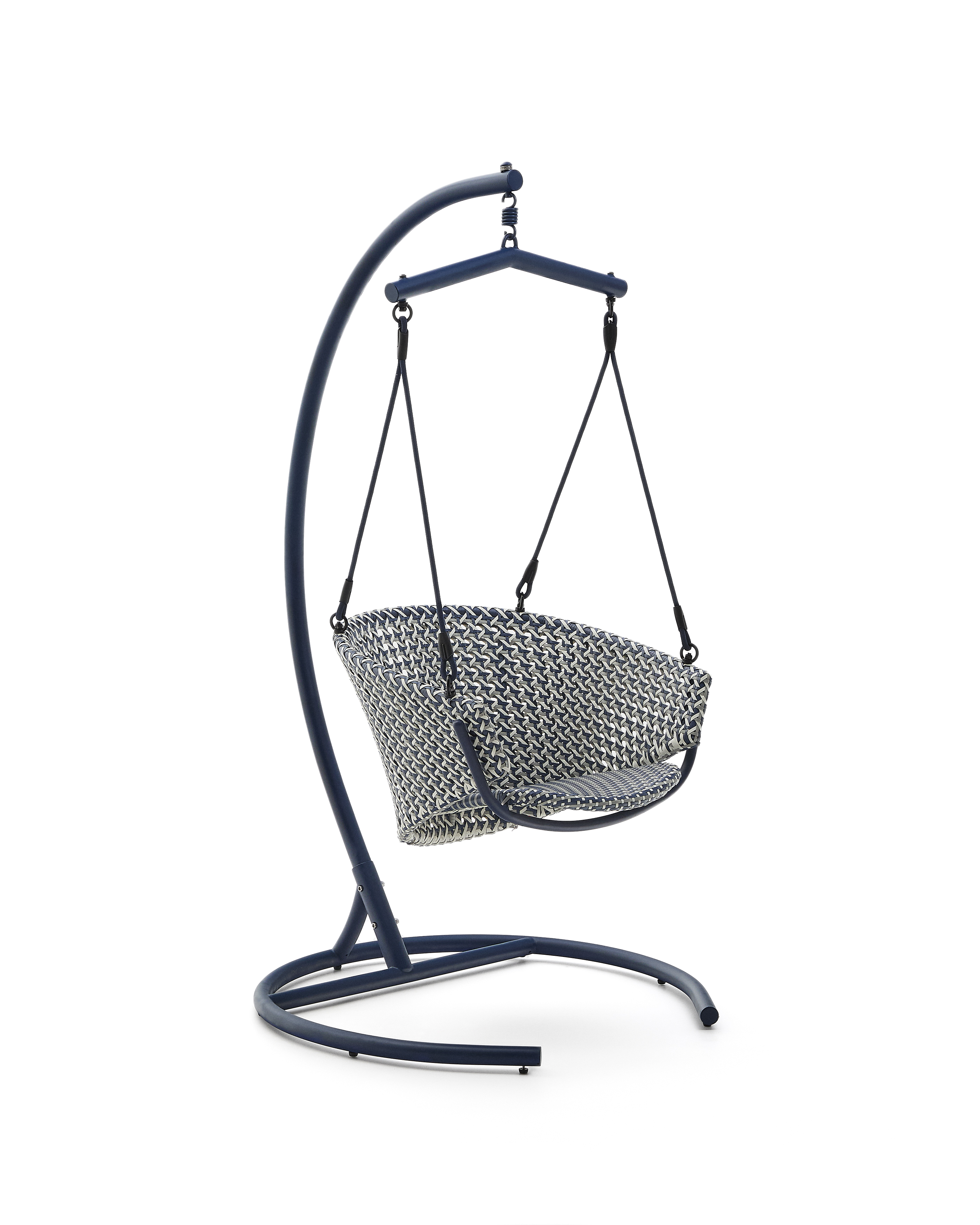 Kave Home Saliga Udendørs Hængestol Blå Syntetisk Rattan Og Blå Aluminium