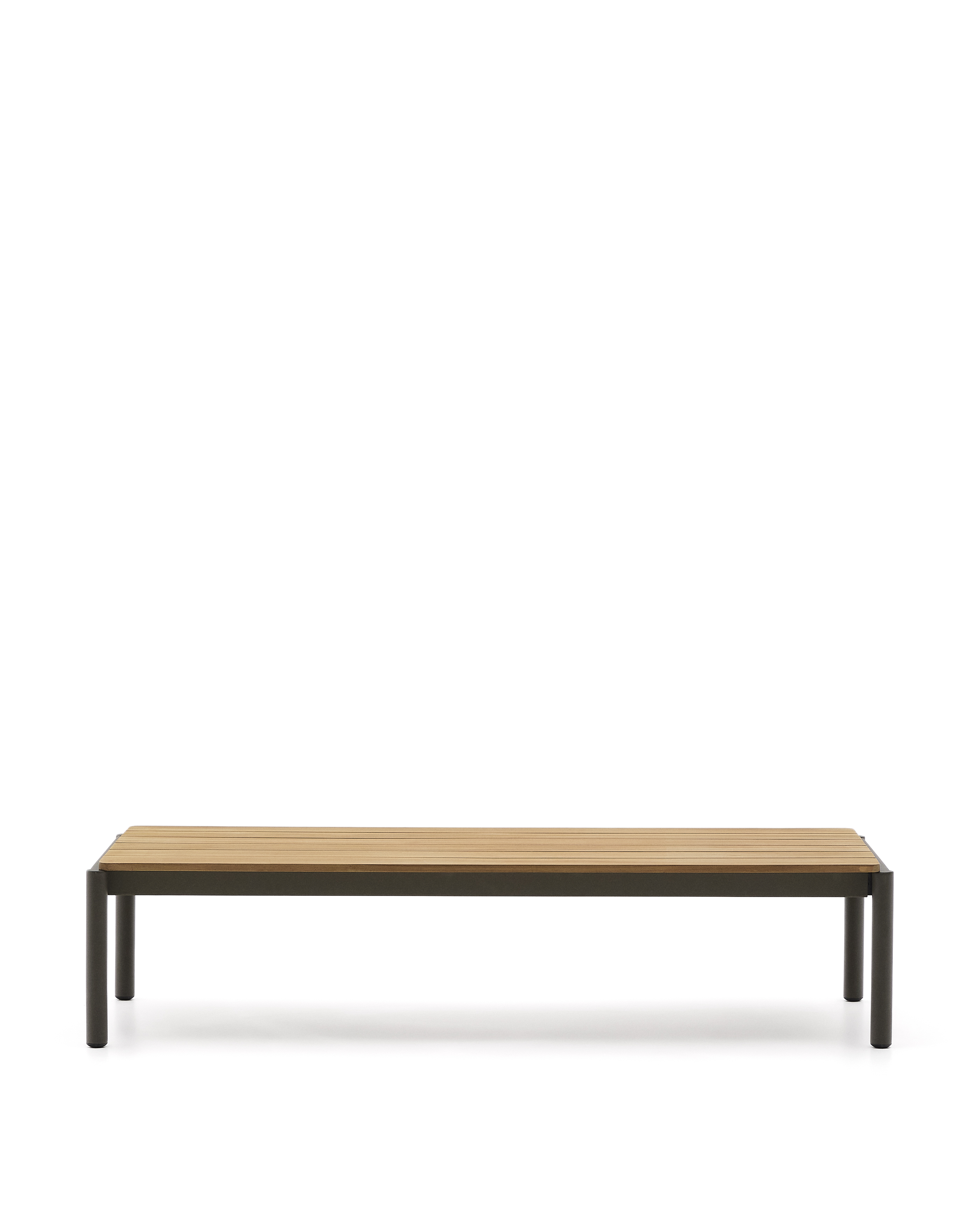 Kave Home Sorells Sofabord   Grøn Aluminium Og Teaktræ 63   144   Cm Fsc 100