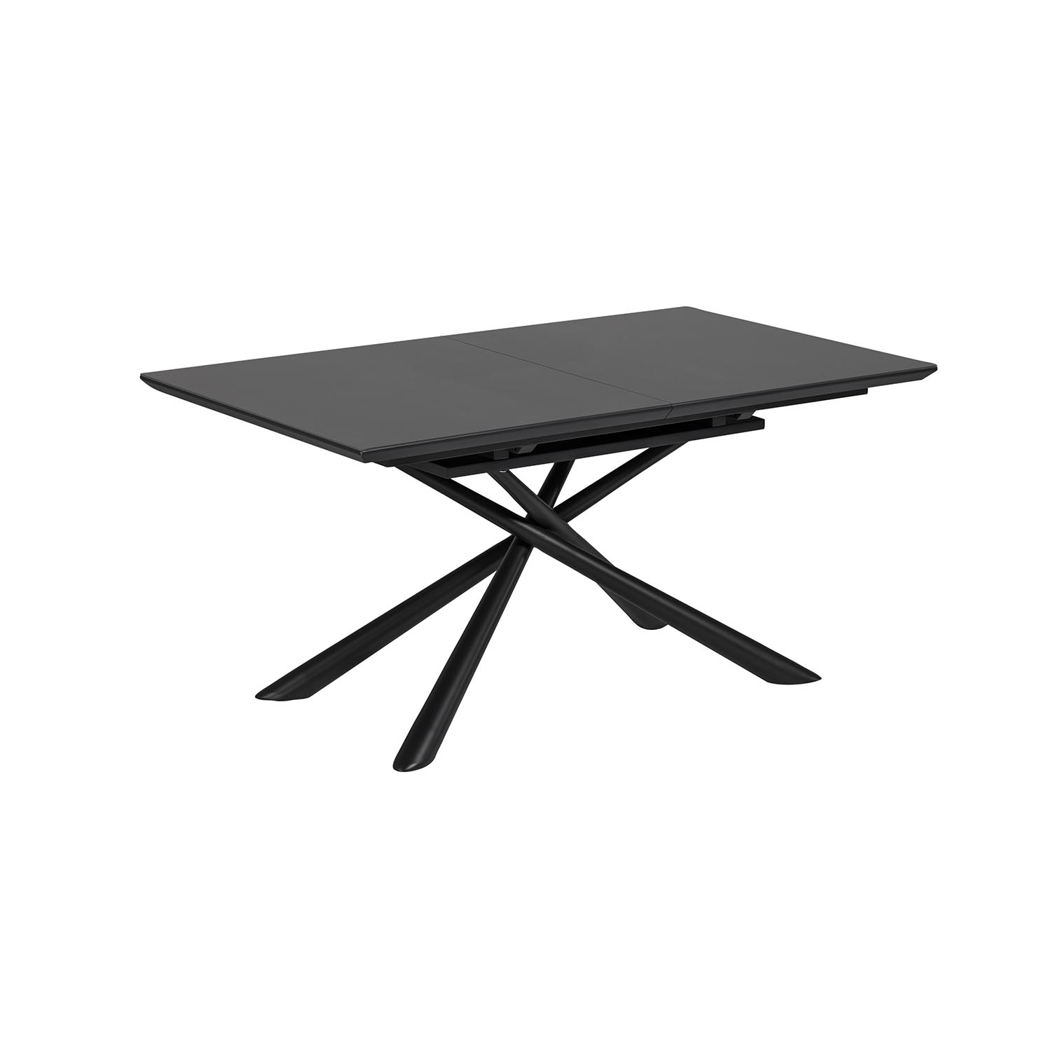Kave Home Theone Spisebord     Butterflybordplade Klar Glas Og Sort Stål  160 210 X90