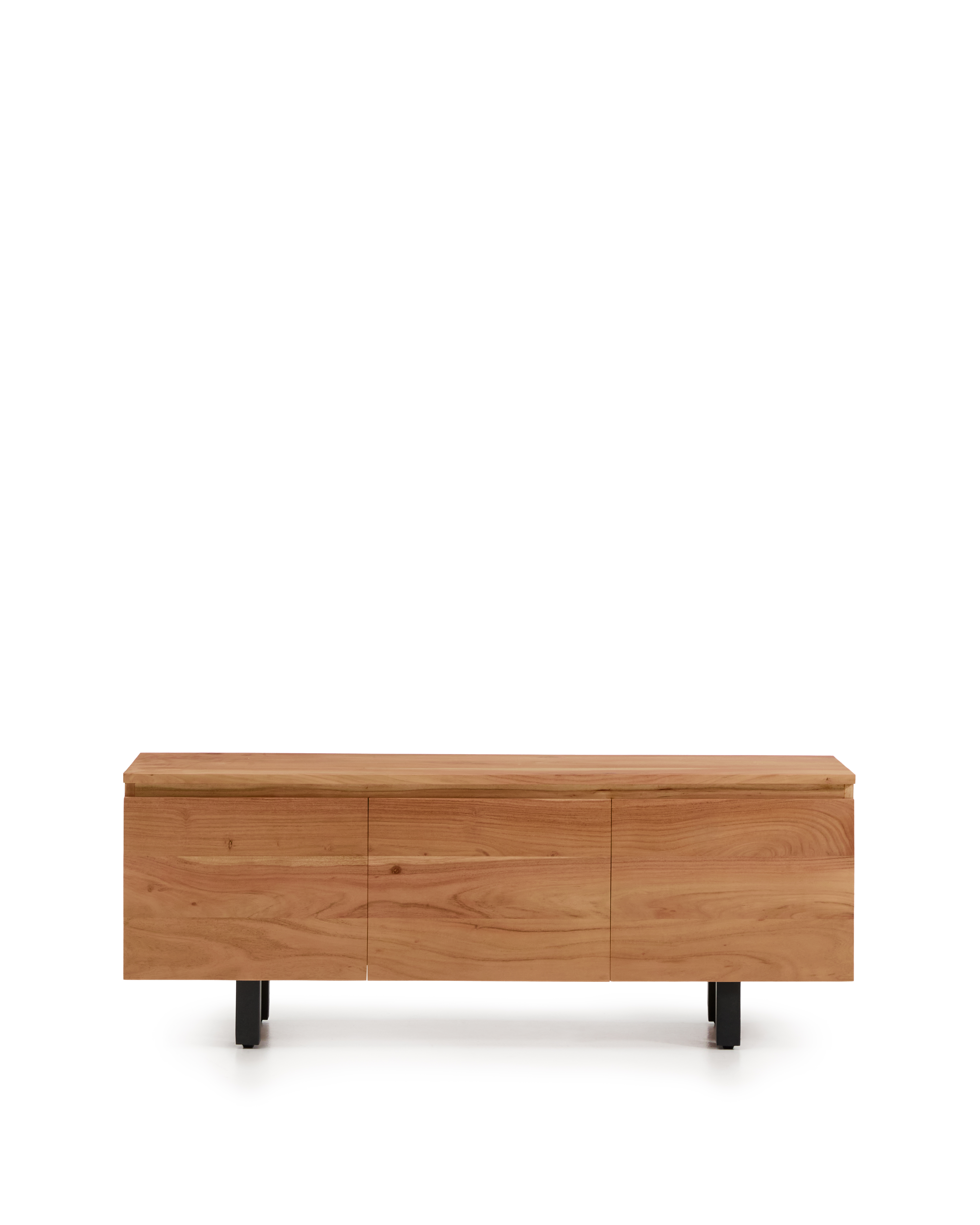 Kave Home Uxue Tv-bord       Låger Og   Hylder Akacietræ Med Bleget Finish Og Sort Stål  150x40