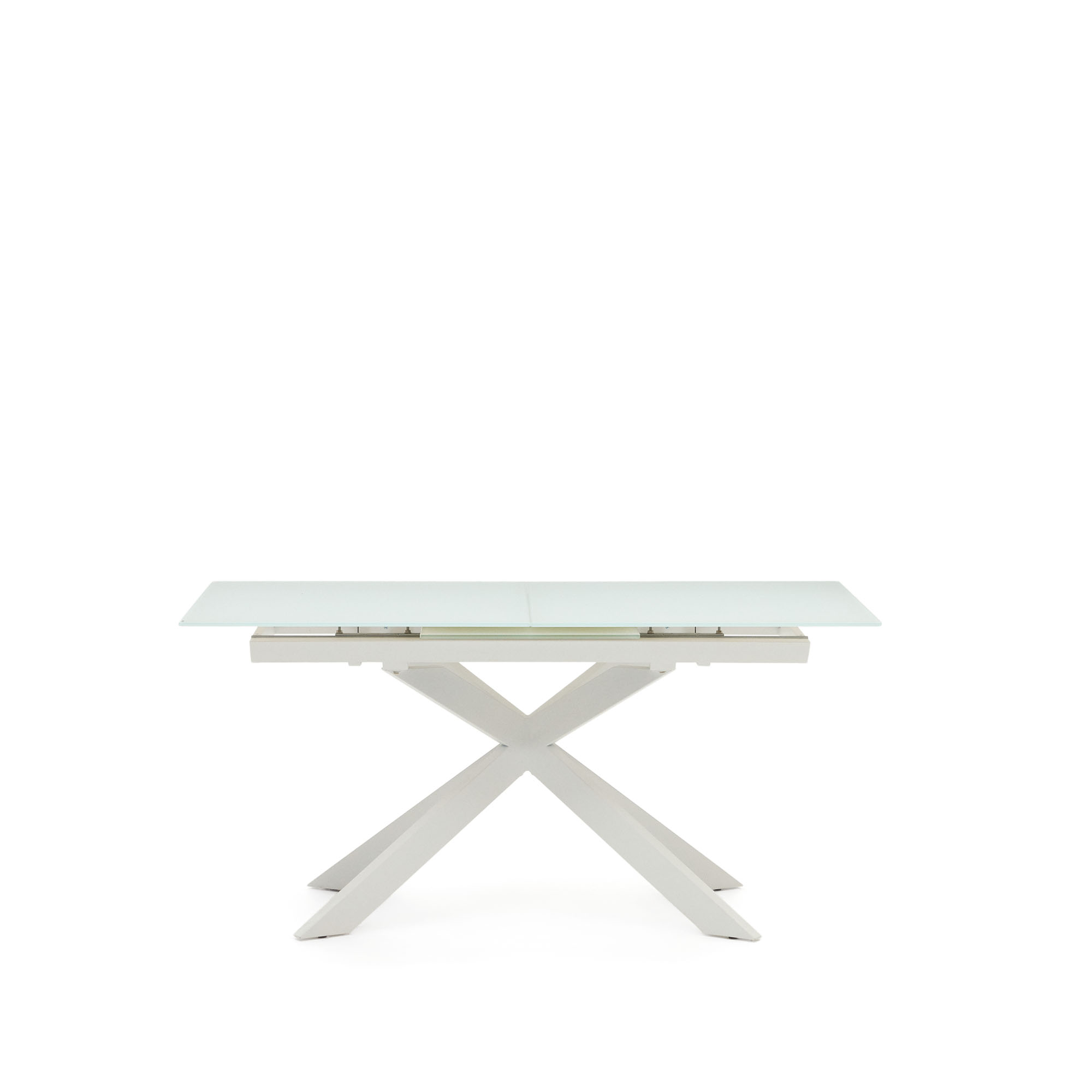 Kave Home Vashti Spisebord     Udtræk Glas  Mdf Og Hvid Stål  160 210 X90