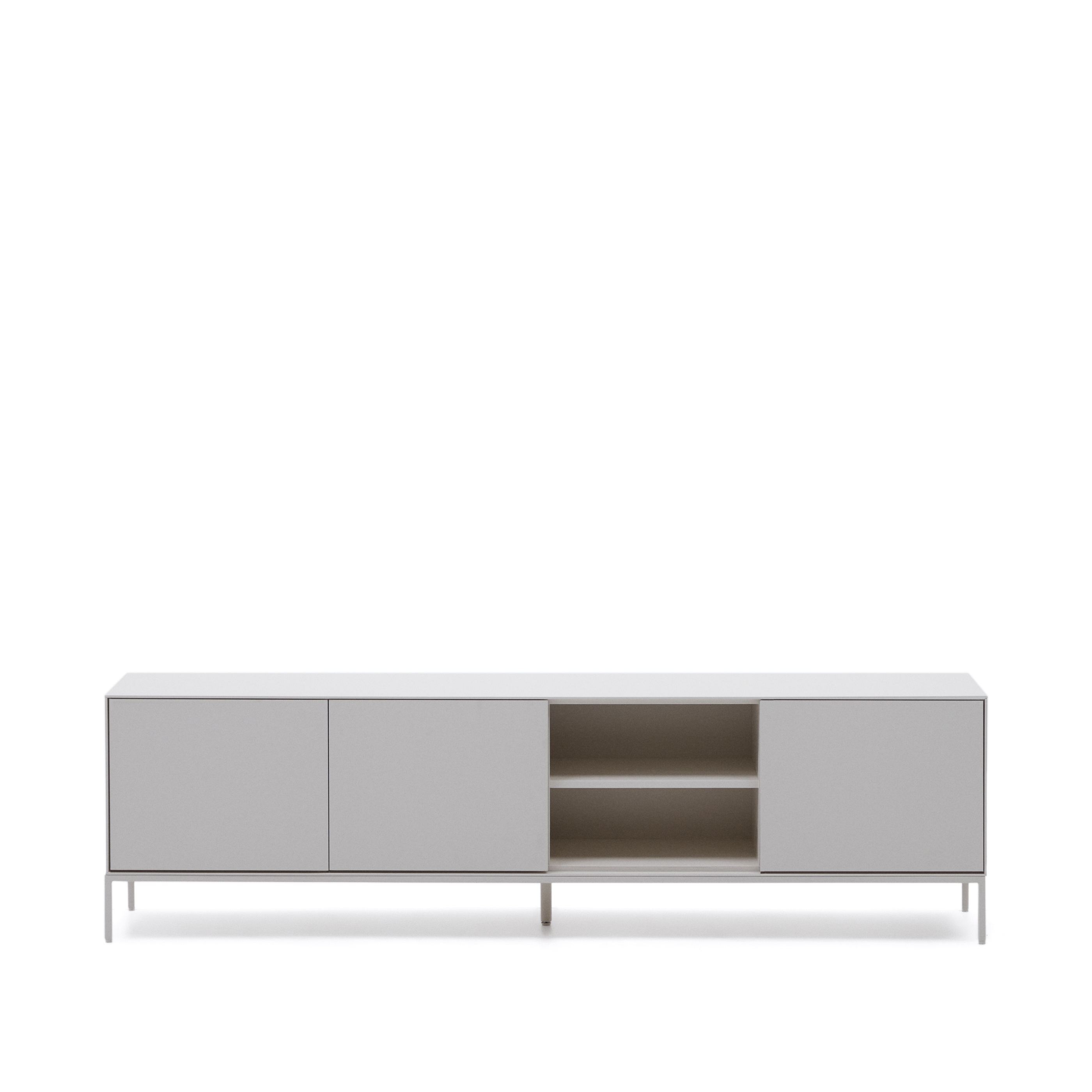 Kave Home Vedrana Tv-bord       Låger Og Hylde Hvid Mdf Og Stål  195x40