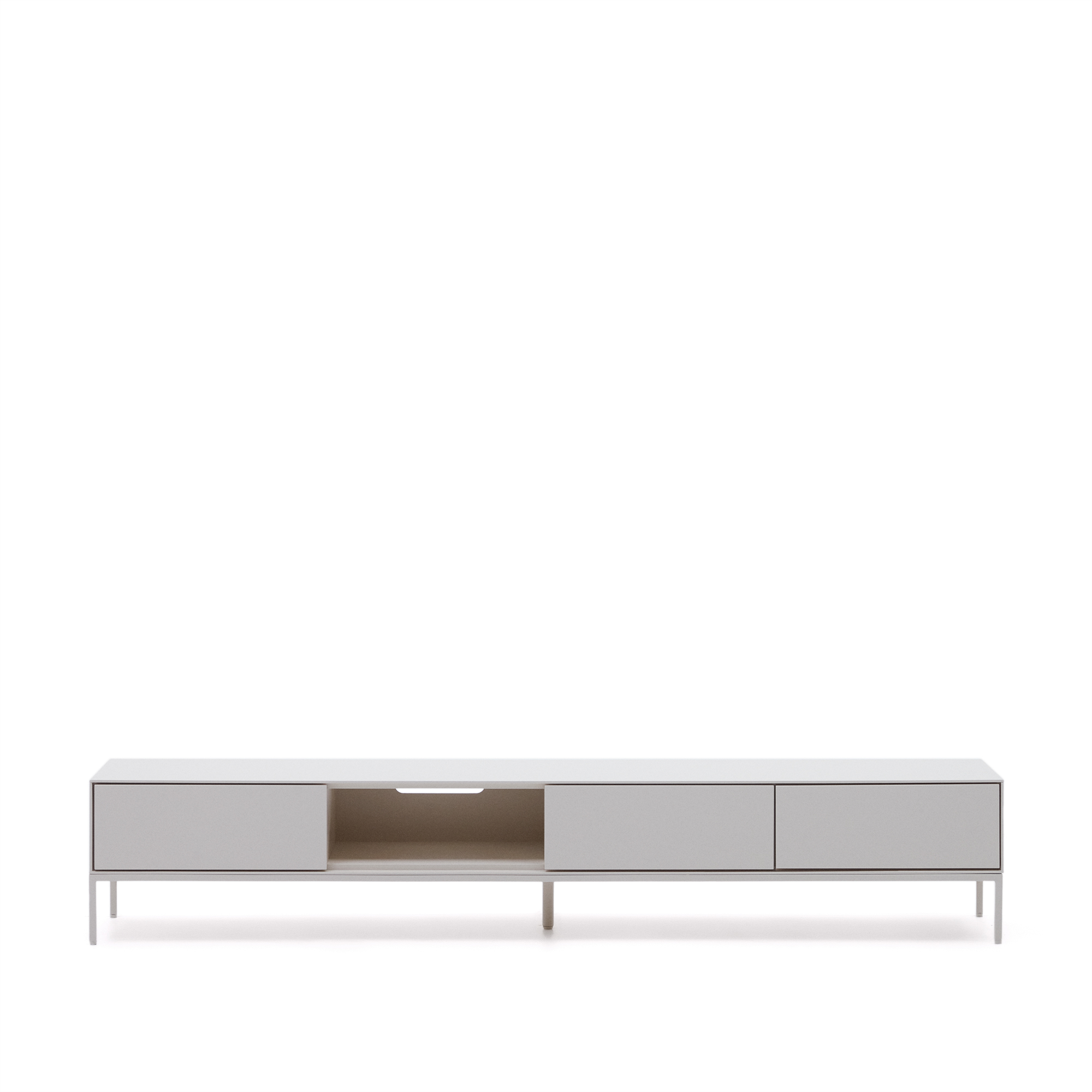 Kave Home Vedrana Tv-bord       åbent Rum Og   Skuffer Hvid Mdf Og Stål  195x40