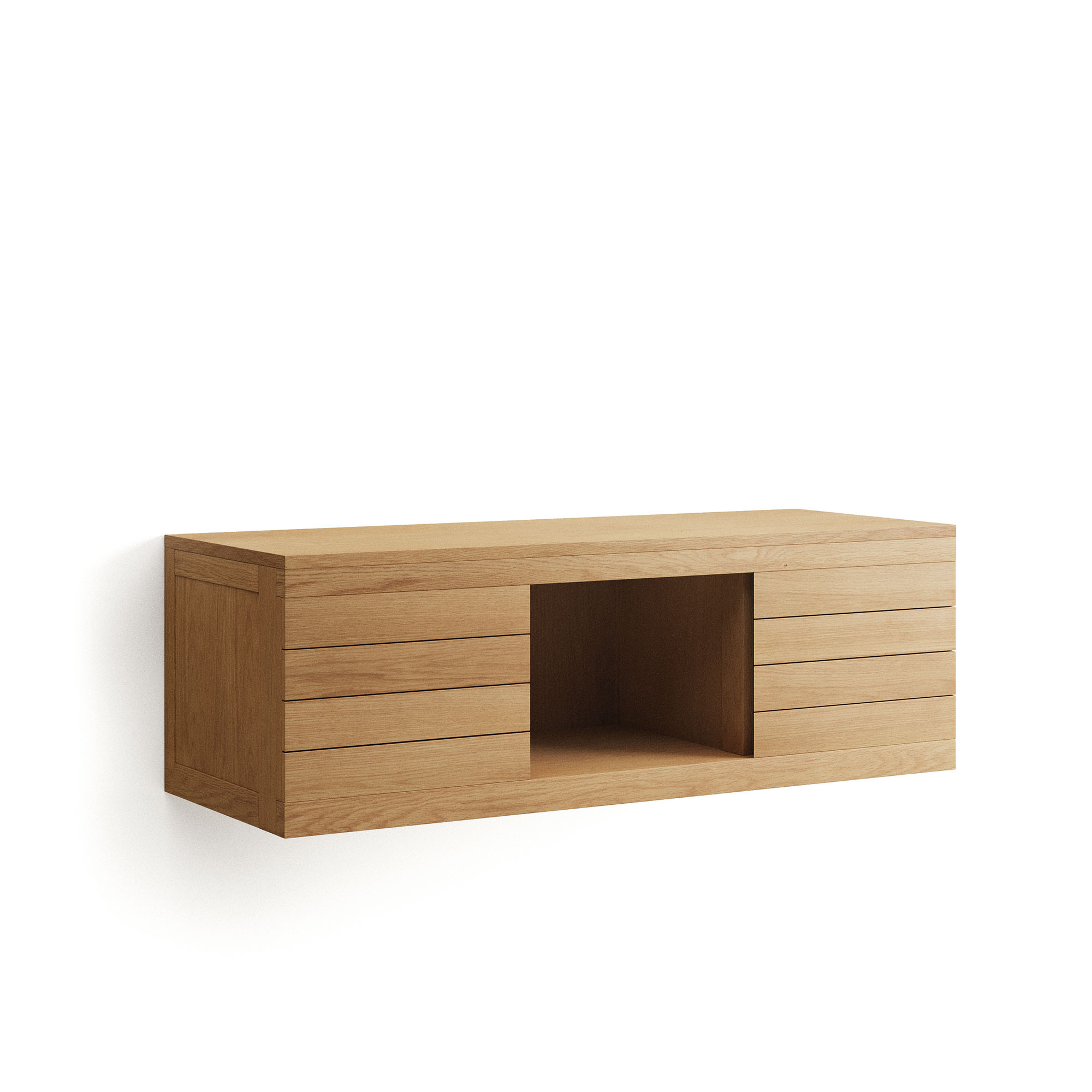 Kave Home Yenit Væghængt Badeværelsesskab Natur Teaktræ  120x45