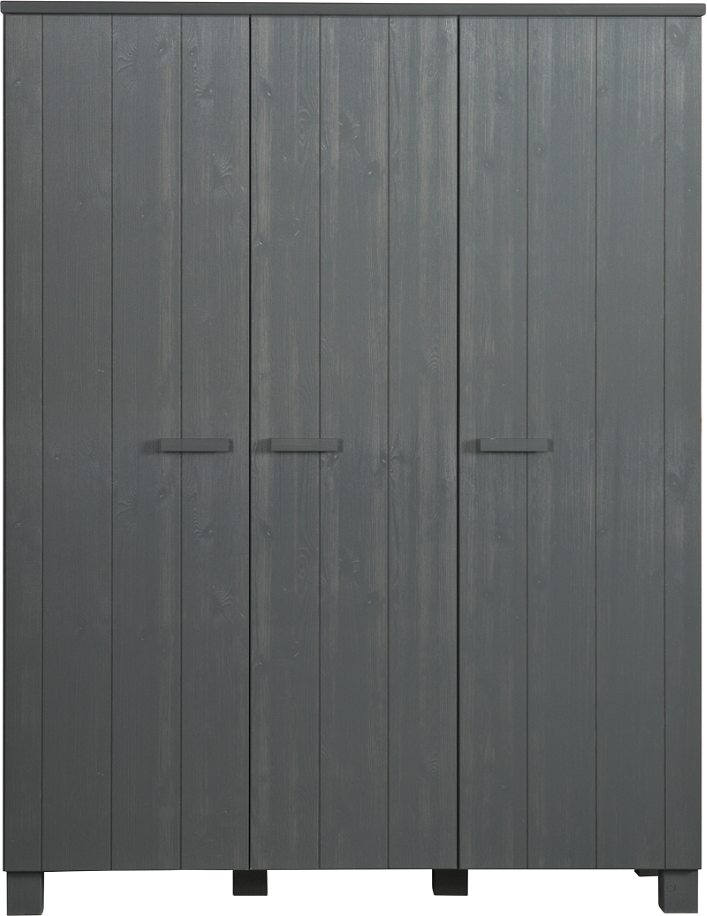 Klædeskab Woood Dennis Mørkegråt Børstet Fyrretræ Fsc 202x158x55 Cm