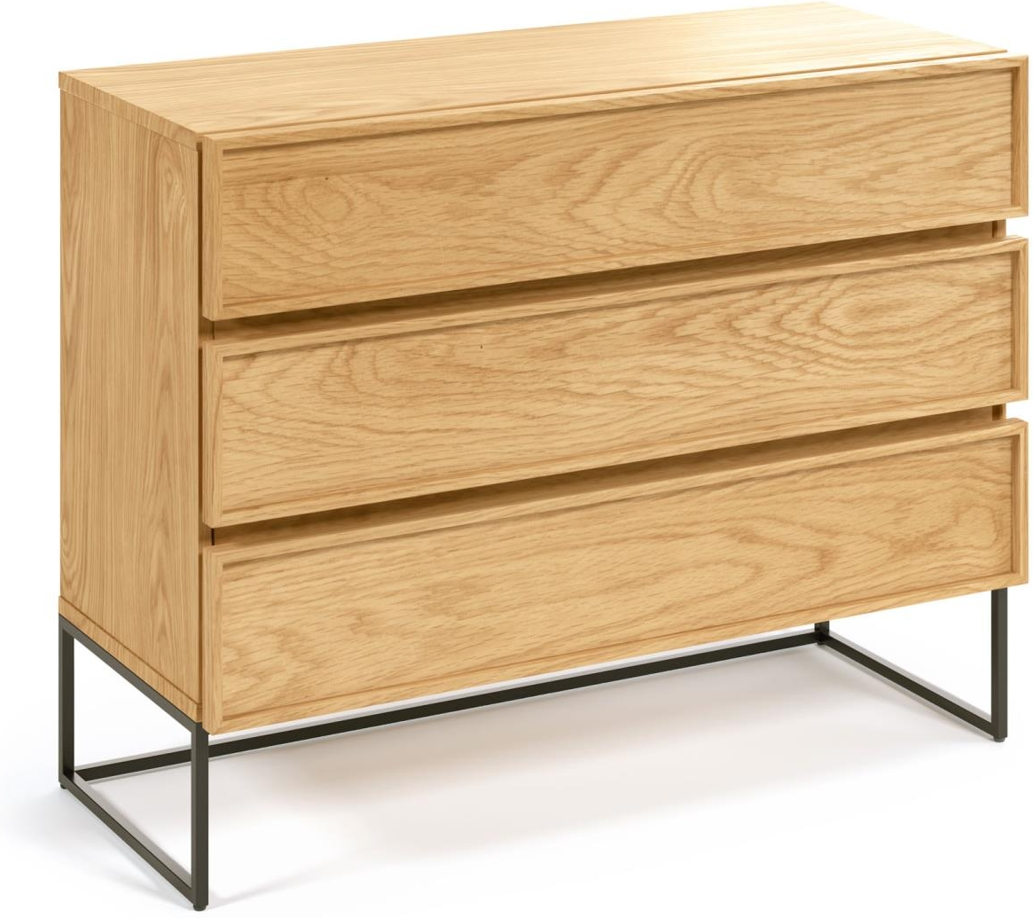 Kommode Kave Home Taiana Natur Egefiner Matsort Stålramme 100   42   78 Cm