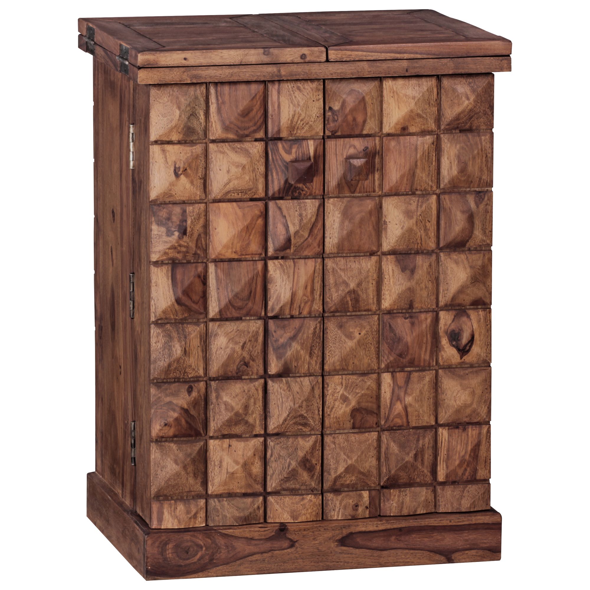 Kommode Massivt Træ 65x91x50 Cm Vinbar Foldbar  Lille Bar Moderne  Barskab Med Døre  Med Opbevaringsplads Til Flasker Og Glas