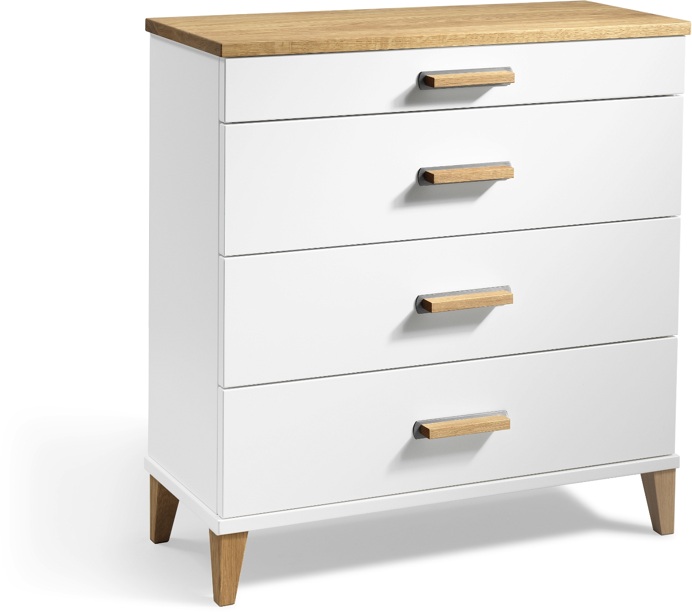 Kommode Oscarssons Möbel Malva    Skuffer  Hvidlakeret Med Oliebehandlet Egetræ  H76ã L70ã D31 Cm