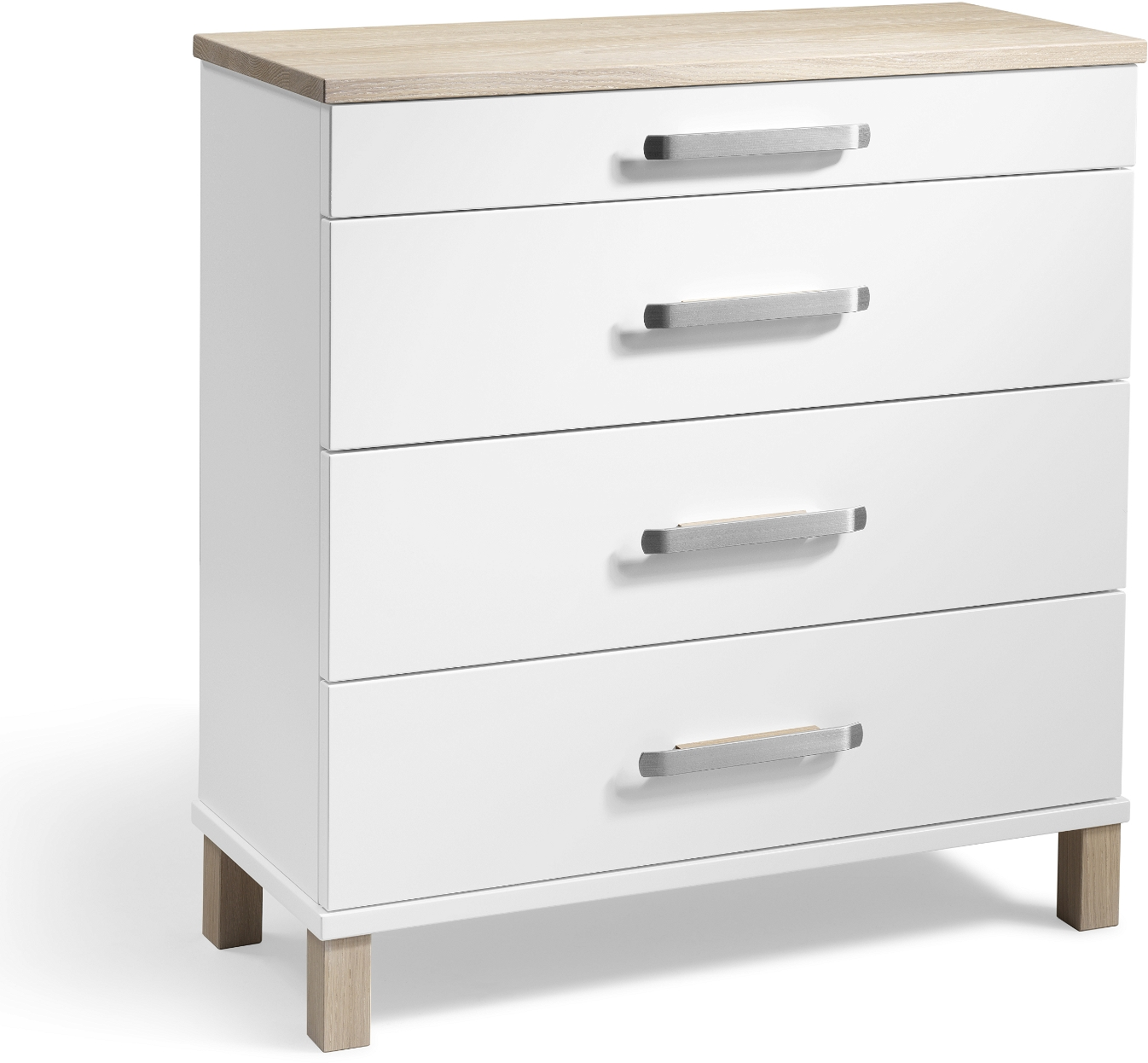 Kommode Oscarssons Möbel Nadja Mdf Massiv Eg Hvid Hvidolieret Eg Med   Skuffer H75ã B70ã D31 Cm