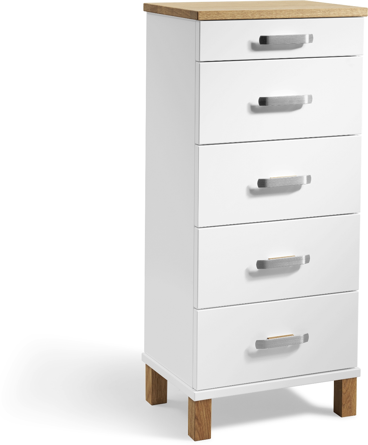 Kommode Skuffemøbel Oscarssons Möbel Nadja  Hvid Olieret Eg  Mdf Massiv Eg    Skuffer  H93   B40   D31 Cm
