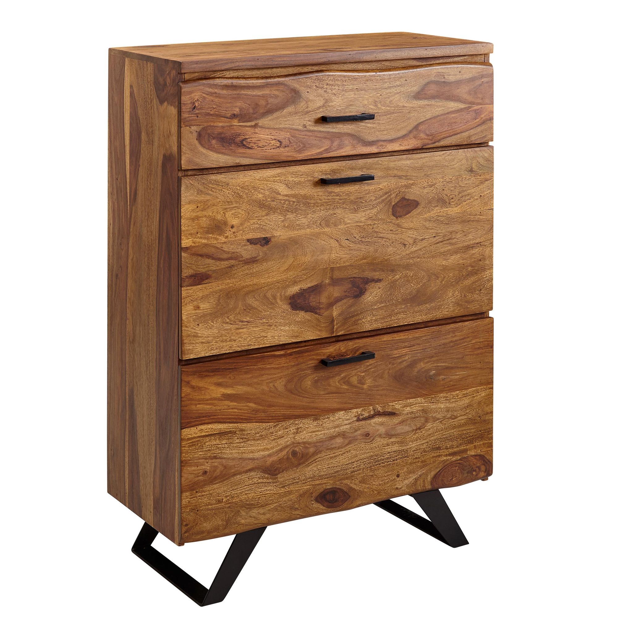 Kommode  80x120x41   Cm  Massivt Træ Metal  Naturfarvet