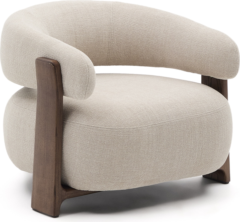 Lænestol Kave Home Granite To-tone Beige Chenille Med Asketræsben