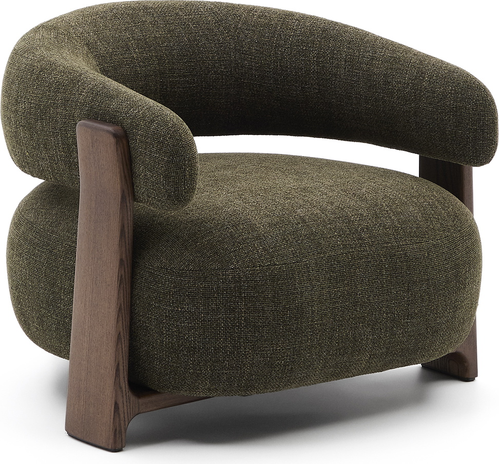 Lænestol Kave Home Granite To-tone Grøn Chenille Med Fsc-asketræ