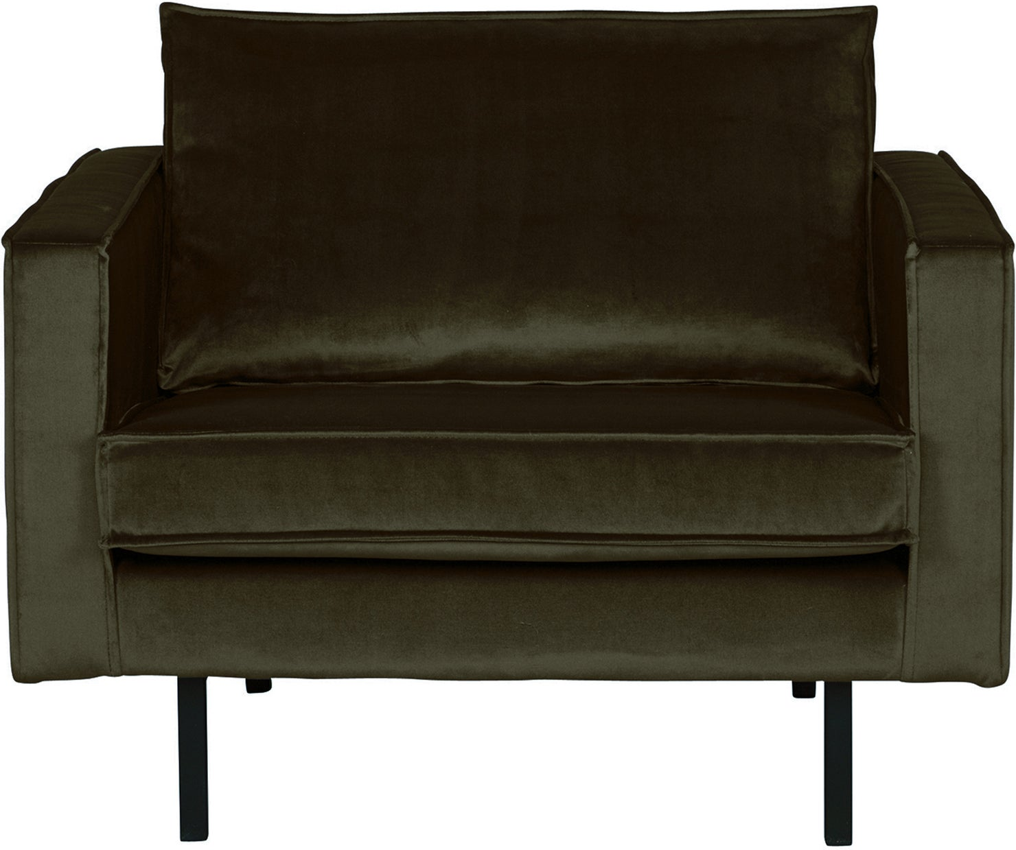 Lænestol Loungestol Woood Rodeo Mørkegrøn Velour Fløjl B105 Cm Sorte Metalben
