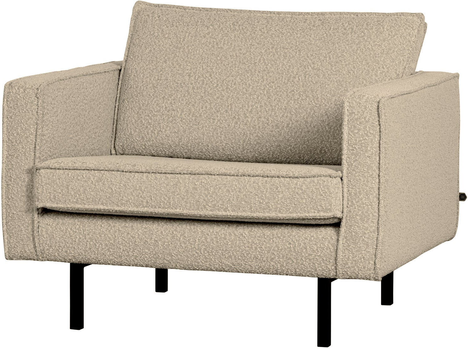 Lænestol Woood Rodeo Beige Bouclé  Rummelig Loungestol Med Fast Komfort Og Let Hævede Ben  H85ã B105ã D86 Cm