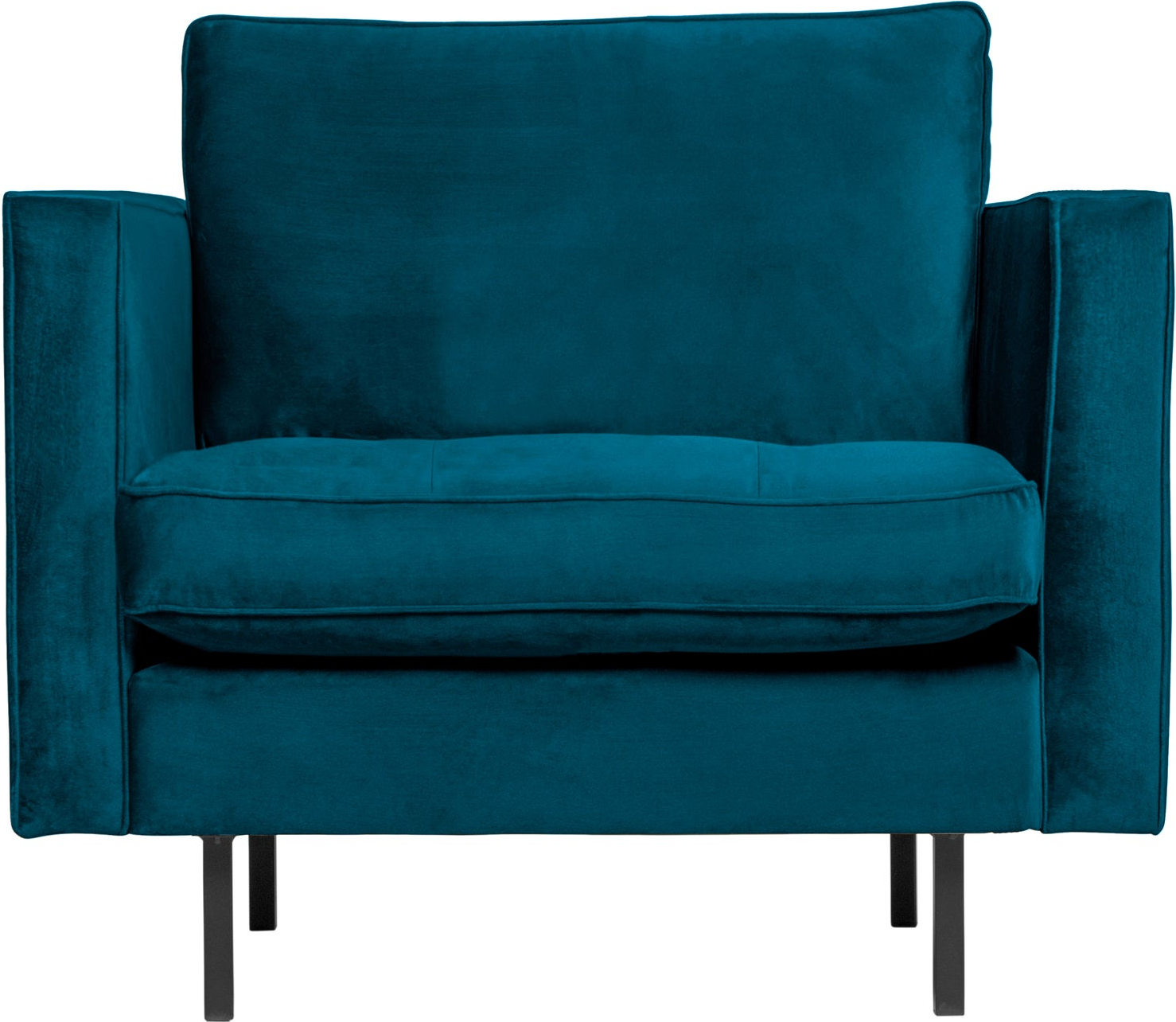 Lænestol Woood Rodeo Classic Blå Velour  Quiltet Sæde  Slanke Metalben  H83xb98xd88 Cm