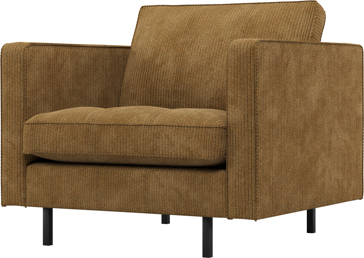 Lænestol Woood Rodeo Classic Honninggul Ribstof  Moderne Loungestol Med Faste Hynder