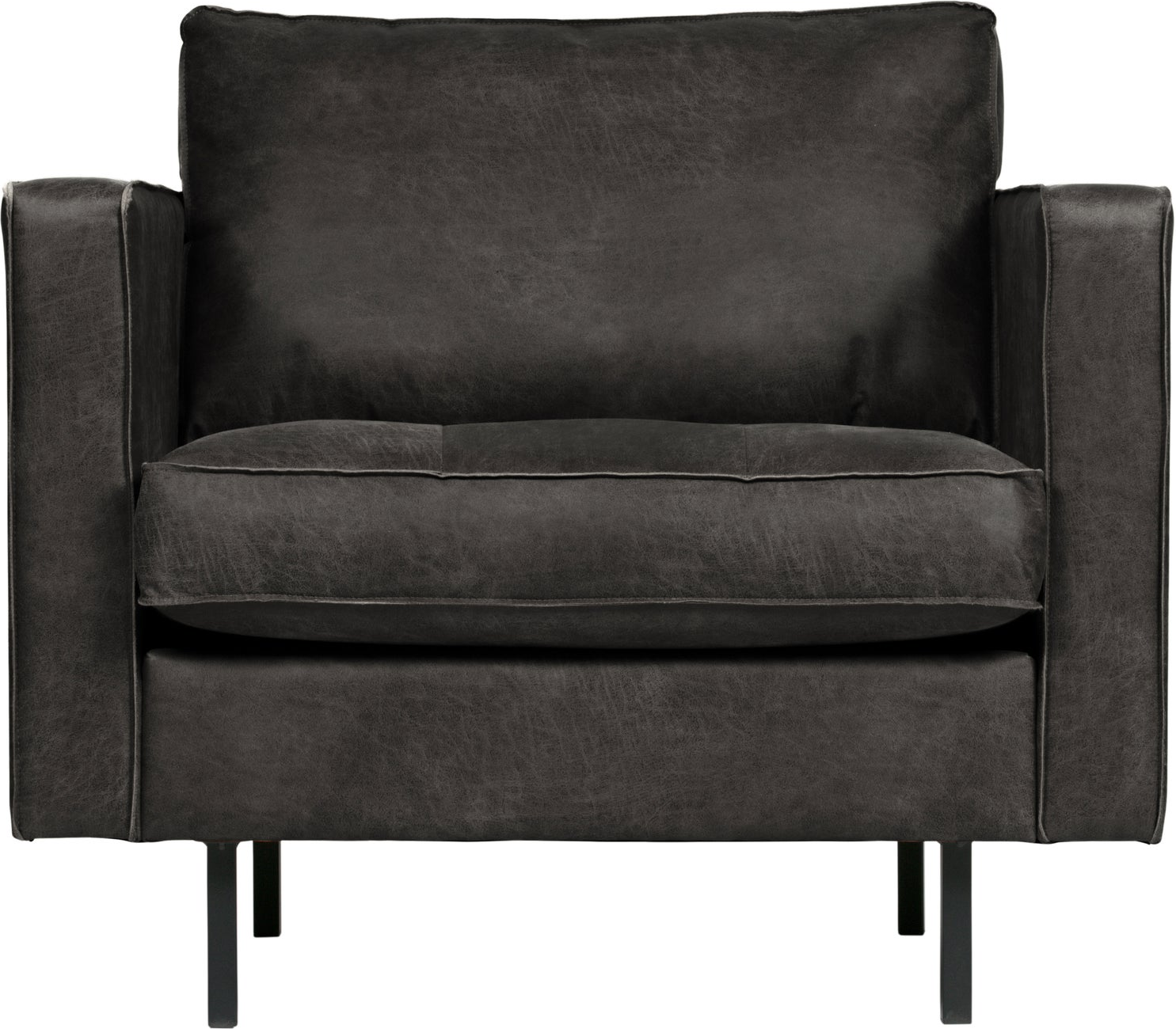 Lænestol Woood Rodeo Classic  Sort Ecoleather  50er-inspireret Quiltet Hvilestol   Genanvendt Læder  Rummelig Komfort