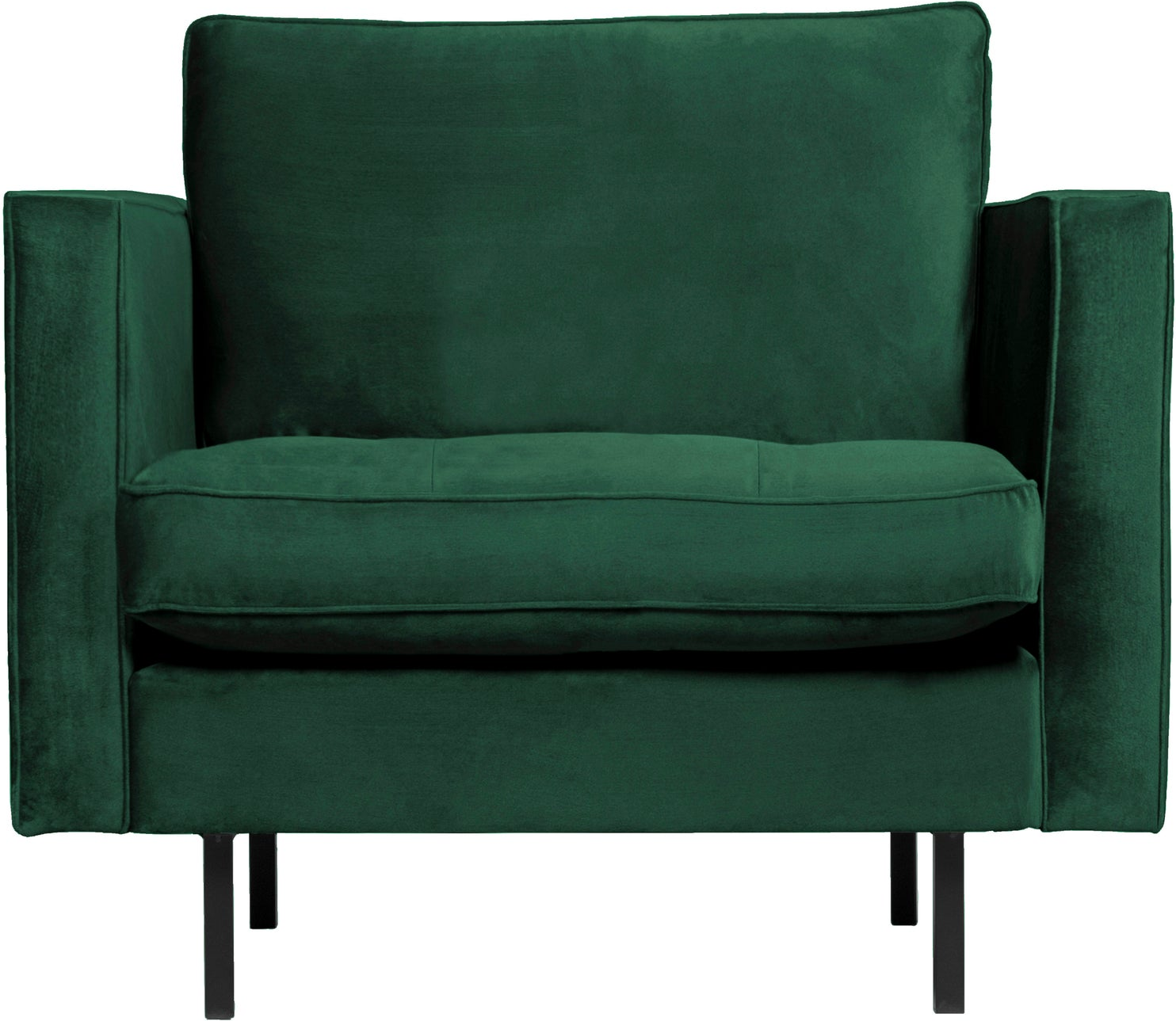 Lænestol Woood Rodeo Classic Velour Skovgrøn Med Quiltet Siddepude Og Metalben H83xb98xd88 Cm