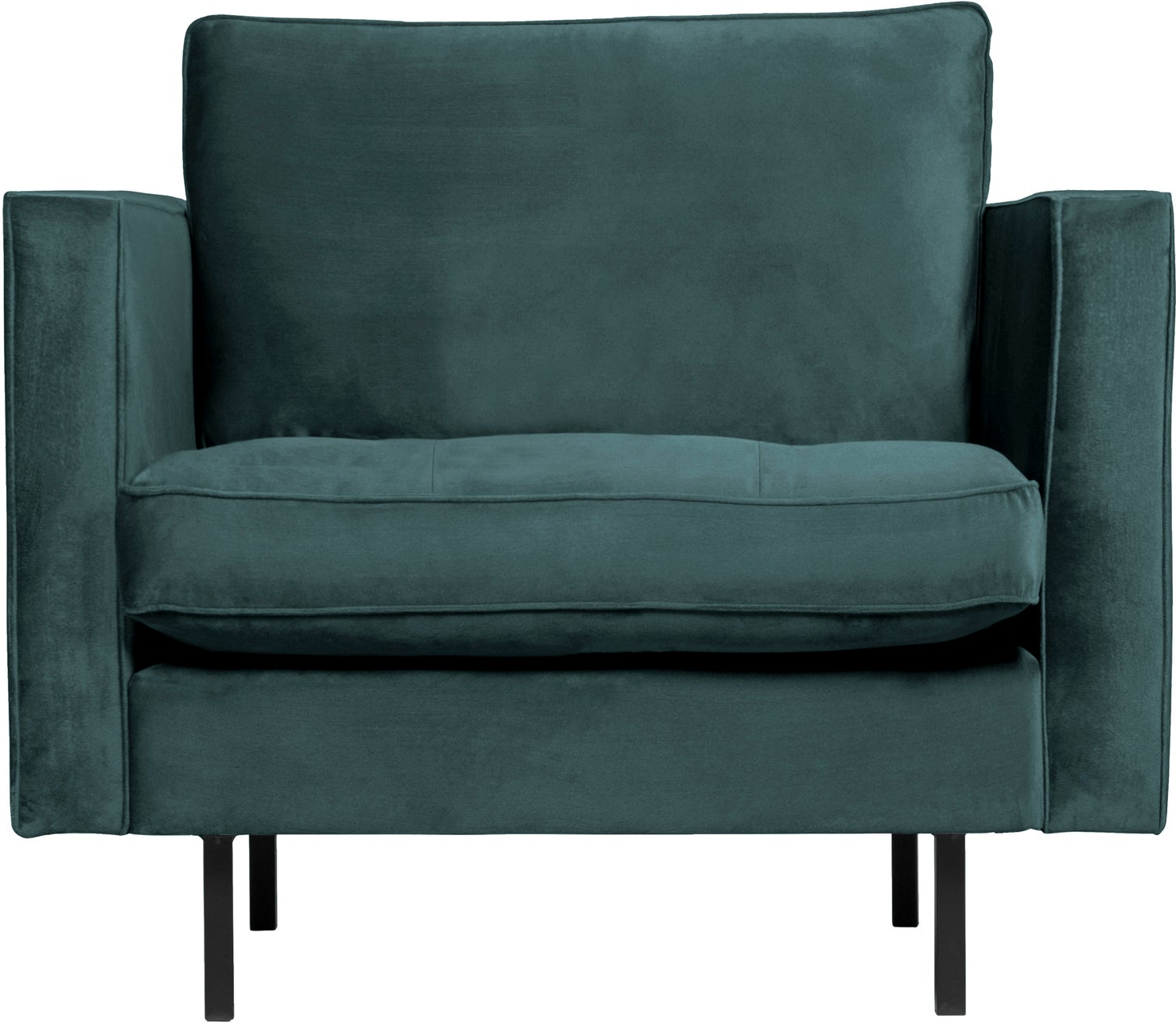 Lænestol Woood Rodeo Classic Velour Teal   50er-inspireret Hvilestol Med Quiltet Sæde Og Høj Benramme
