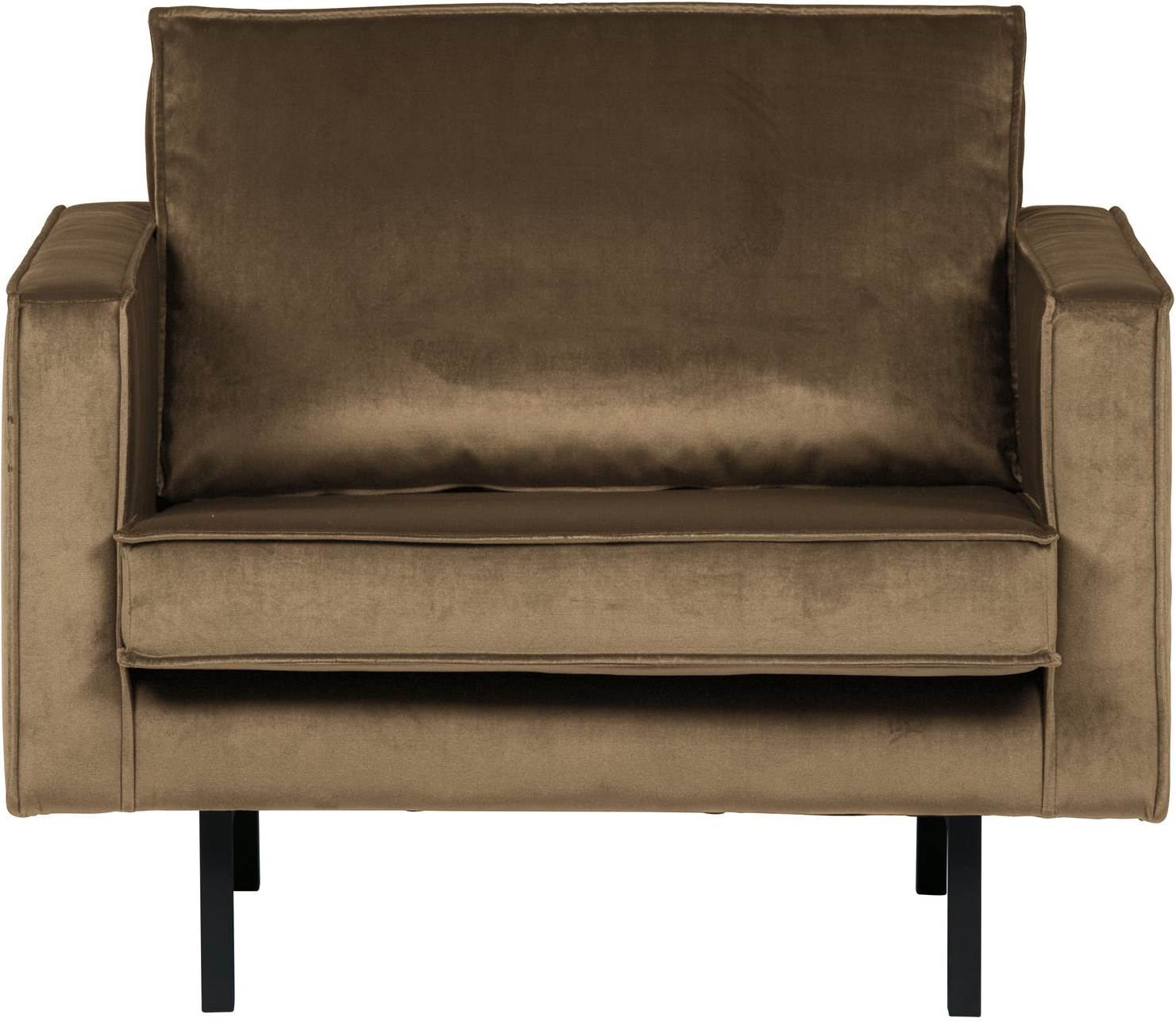 Lænestol Woood Rodeo Velour Taupe  Rummelig Lounge  Fast Komfort  Slanke Høje Ben