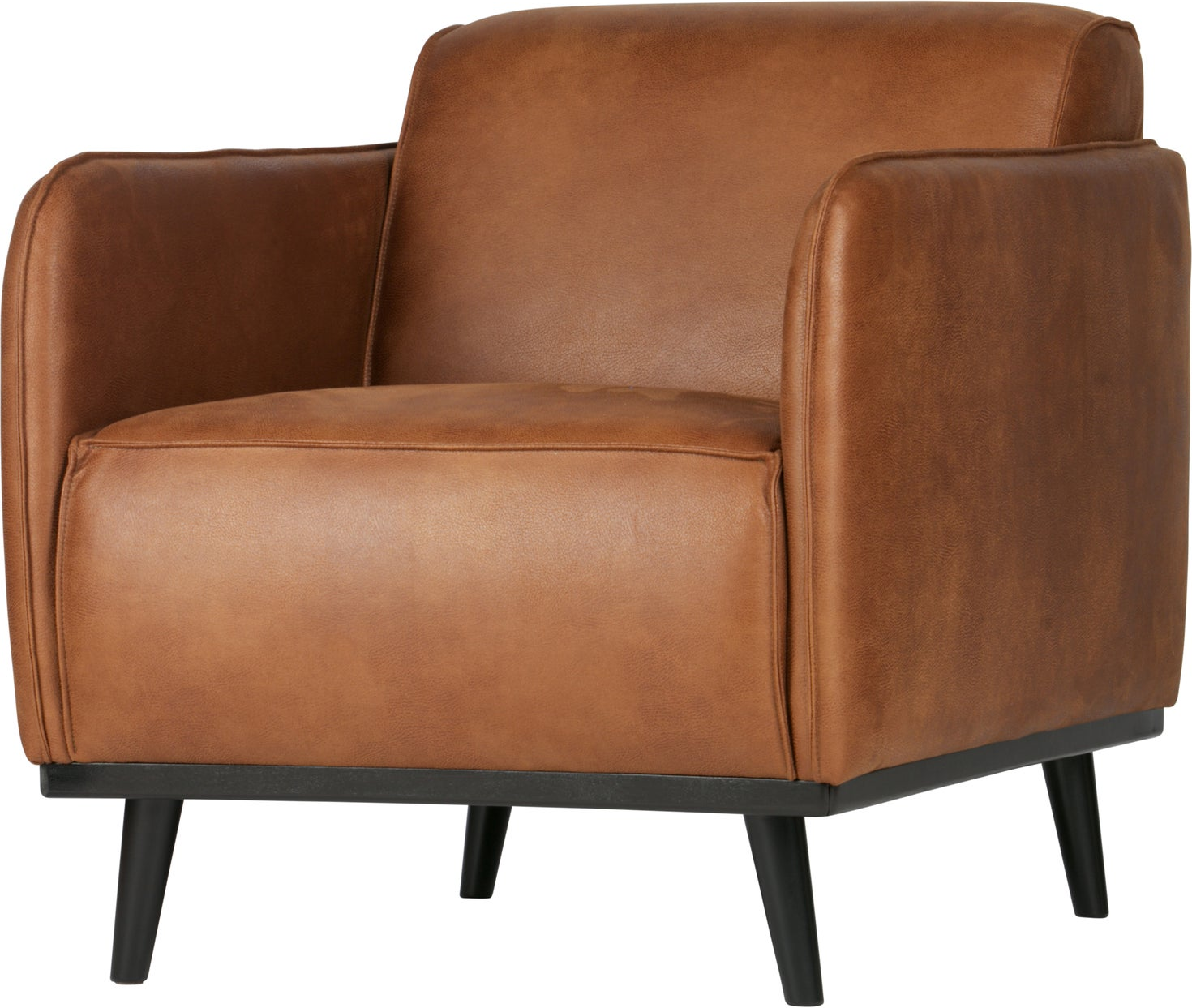Lænestol Woood Statement  Cognac Kunstlæder  Bløde Afrundede Former  Birkeben  H77xb72xd93 Cm