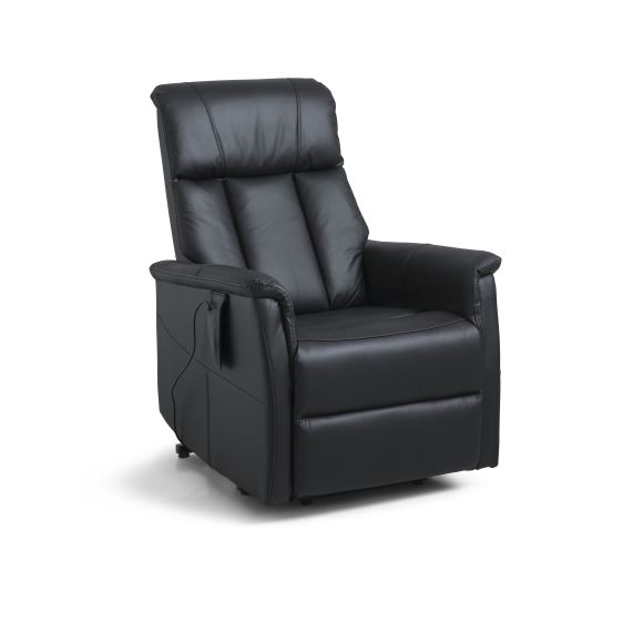 Linus Recliner Stol       Motorer  Vippefunktion  Fodskammel Og Armlæn Sort Læder Pvc