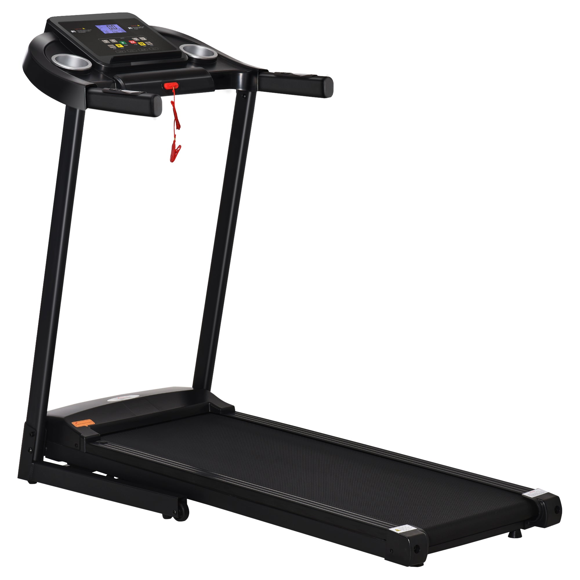Løbebånd Foldbart Elektrisk 500    -12 Km   Led Display Kopholder Og Mobiltelefonholder Meget Velegnet Til Hjemmefitness Indendørs Fitness Sort 134   60   118 Cm