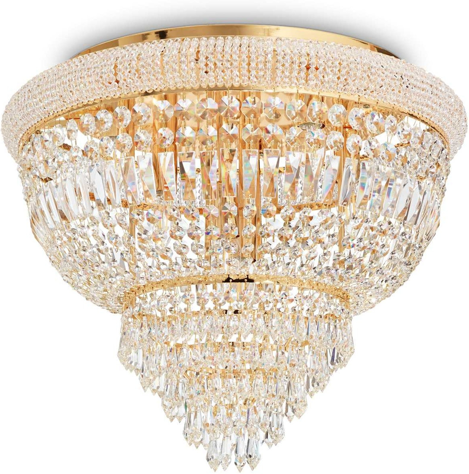 Loftlampe Ideal Lux Dubai   Messing Med Krystaller ø52ã 44 Cm