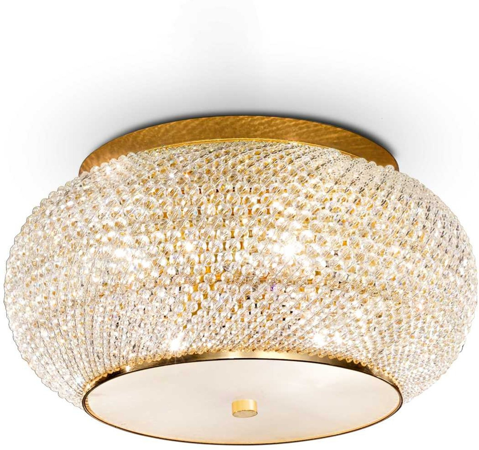 Loftlampe Ideal Lux Pasha  -armet ø40 Cm Guld Metal Glas Krom Ip20
