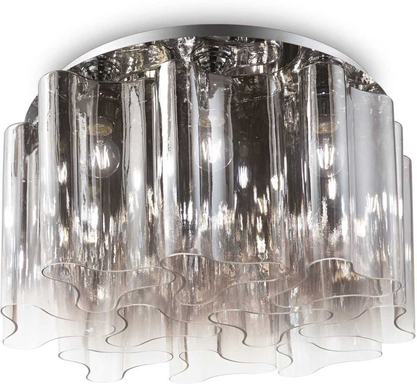 Loftlampe Pendel Ideal Lux Compo ø74   H35 Cm Røg Krom Metal Glas 10ã E27