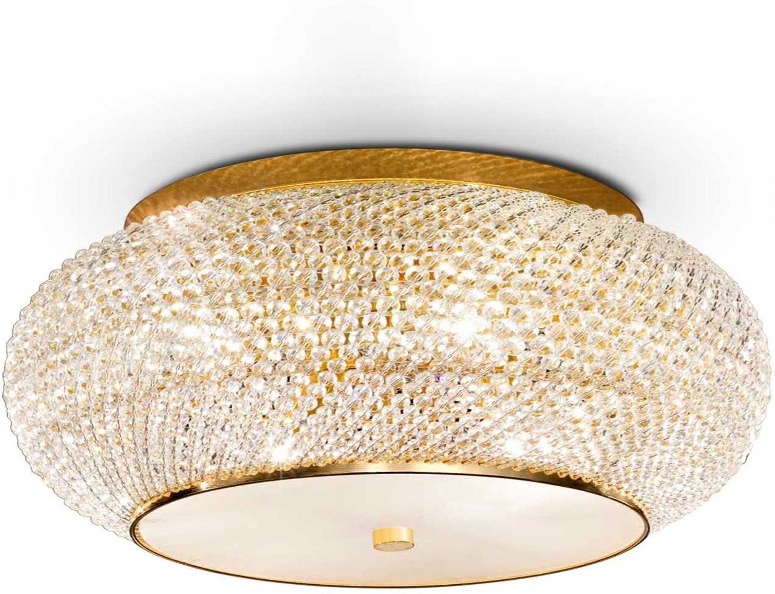Loftslampe Ideal Lux Pasha ø65   H28 Cm Guld Krom Metal Glas 14xe14