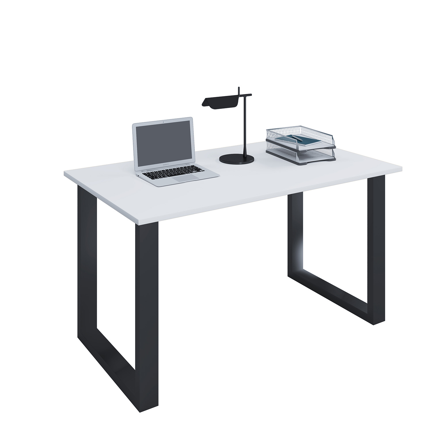 Lona  -feet Skrivebord Hvid Træ Og Sort Metal  140x50