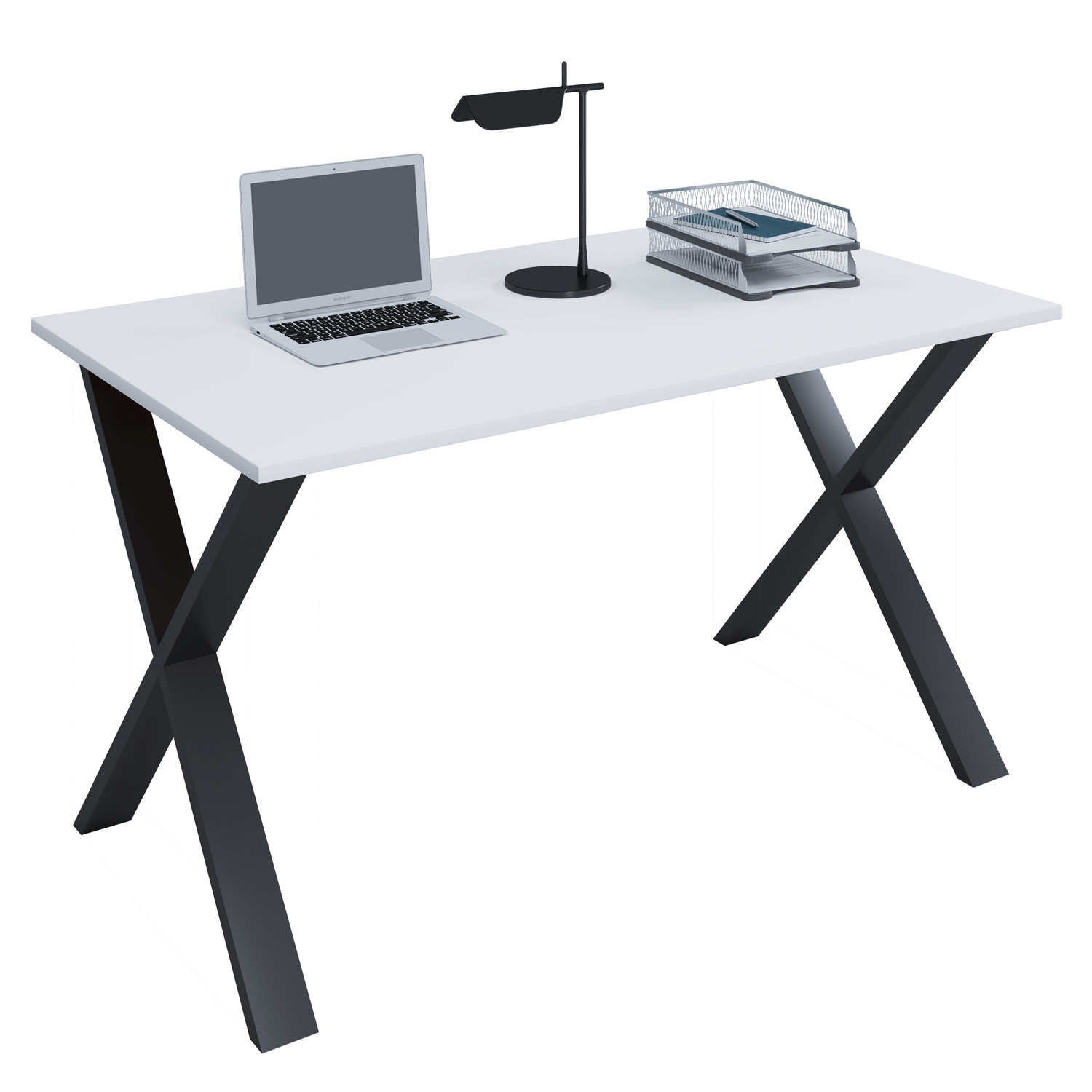 Lona  -feet Skrivebord Hvid Træ Og Sort Metal  140x80