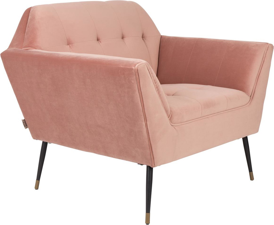 Loungestol Lænestol Dutchbone Kate Støvet Rosa H80ã B95ã L79 Cm Art Deco Design Med Sorte Jernben
