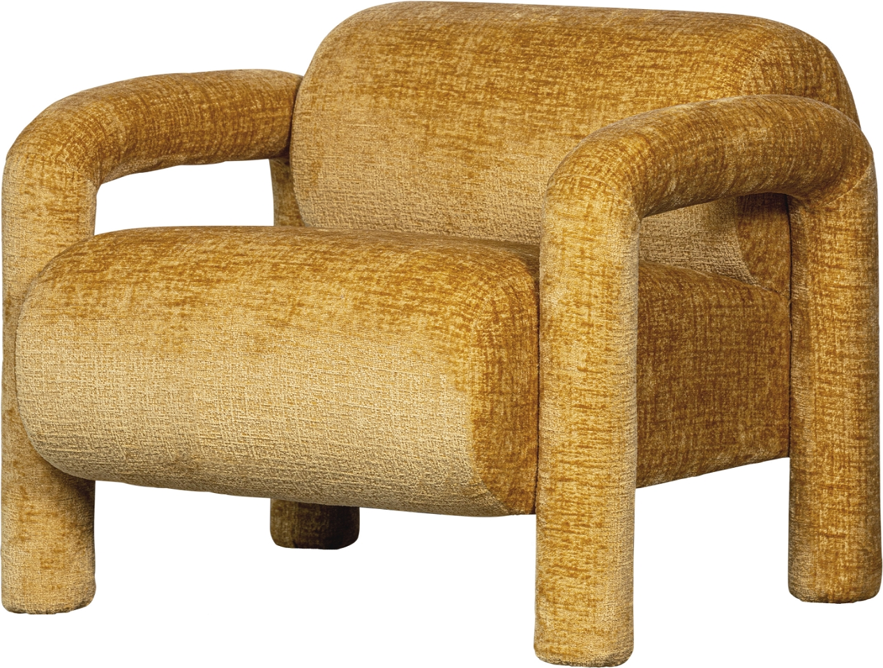 Loungestol Lænestol Woood Exclusive Lenny Fløjl Gylden   H65ã B76ã D82 Cm